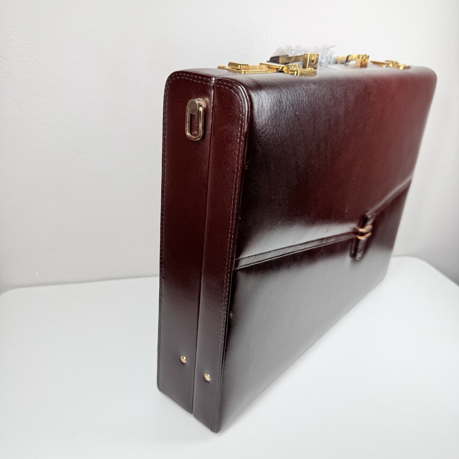 Amiet Burgundy/Maroon Leather Briefcase Combination Locks 17×13” With Tags