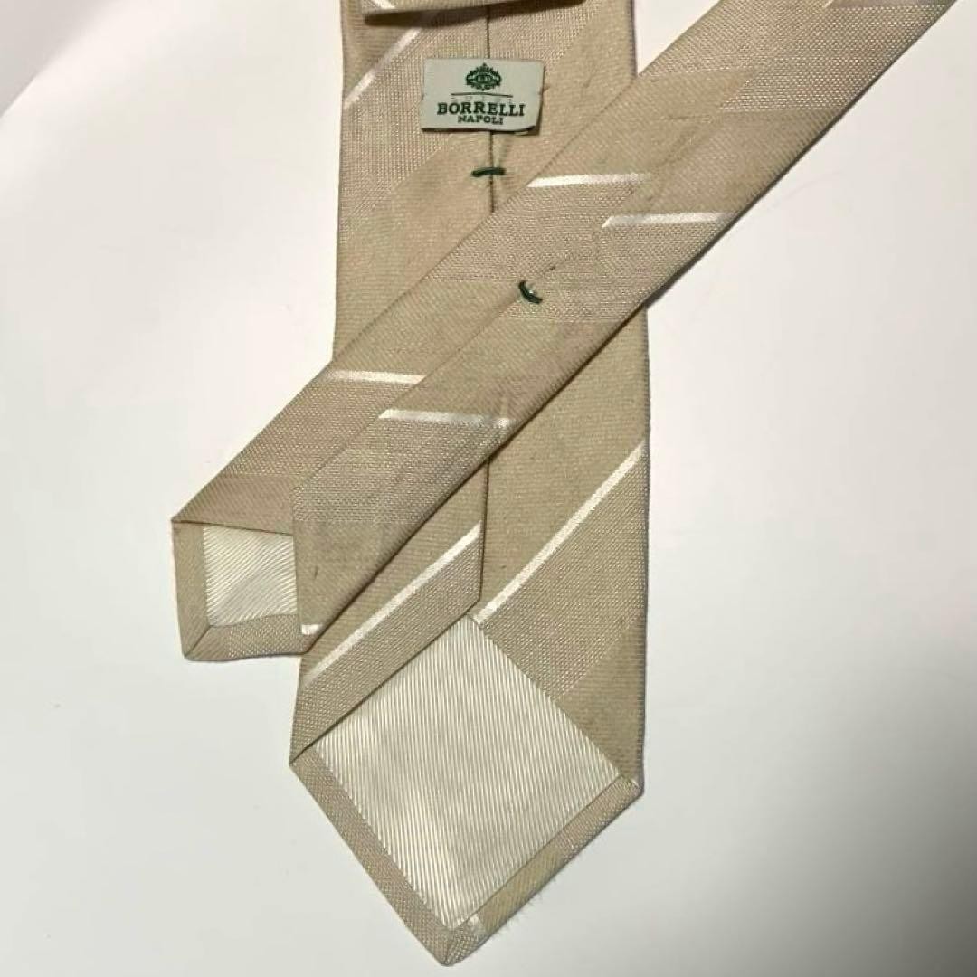 LUIGI BORRELLI Tie White Beige 8cm Width Made in Italy