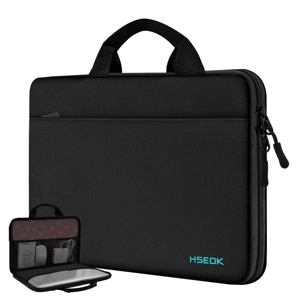 Deep Black 13.314 Inch Laptop Case Briefcase Water Resistant Shockproof Bag