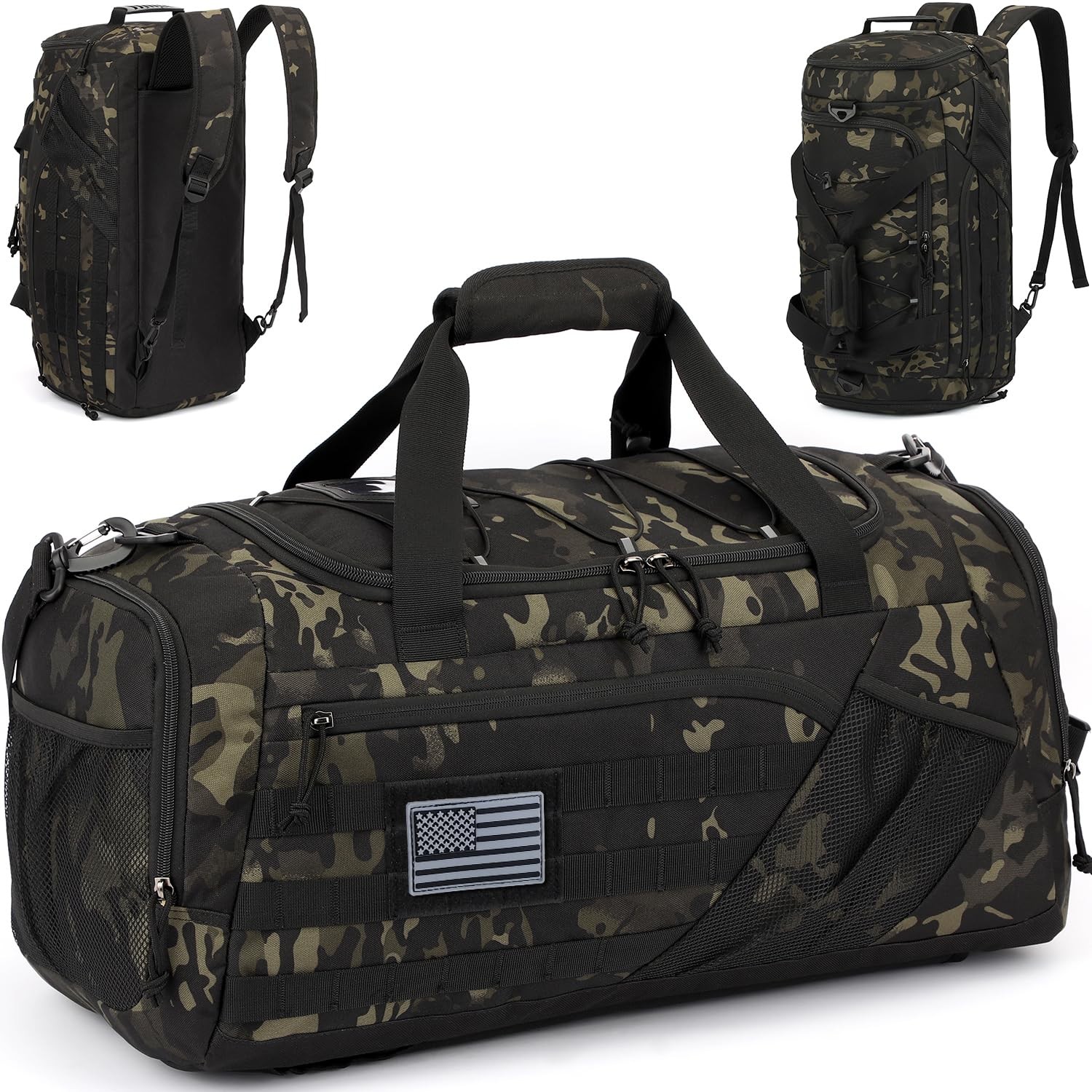 3-in-1 Tactical Gym & Travel Duffle Bag Backpack Men Multi-Functional 45L Mil…