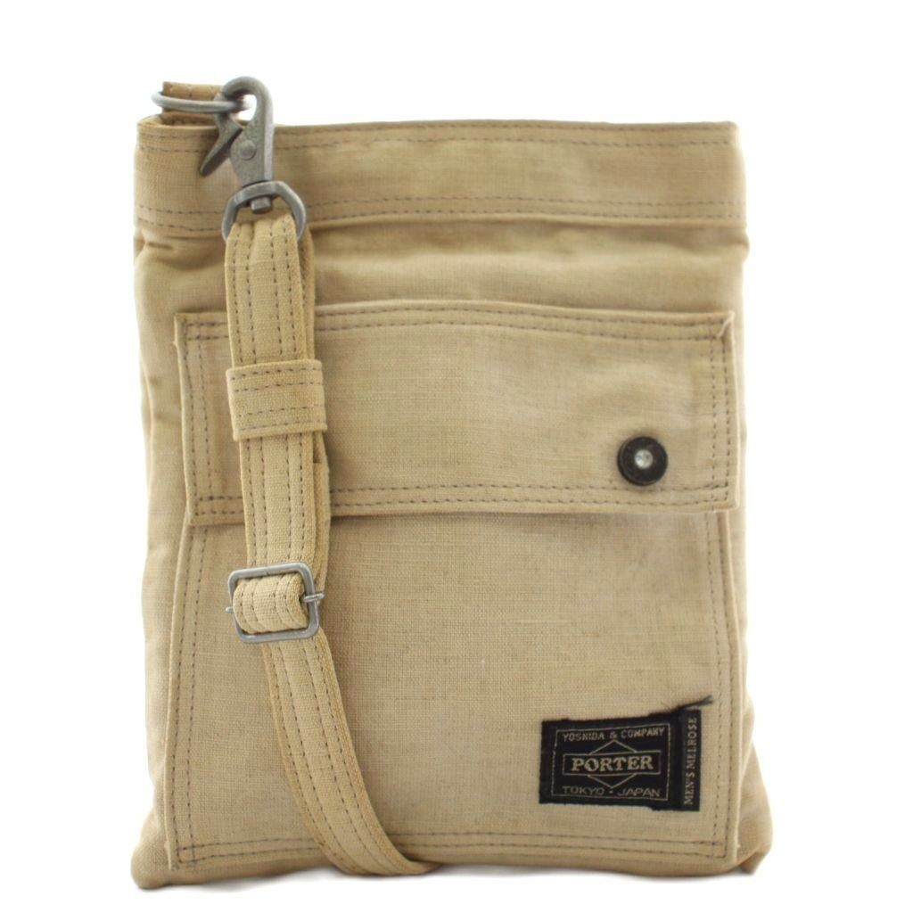 Authentic Porter Yoshida Canvas Shoulder Bag Beige made in Japan