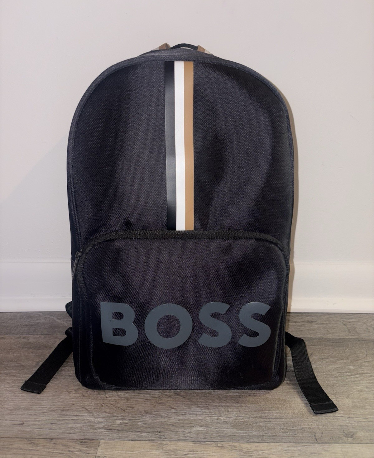 HUGO BOSS Black Logo Backpack Zip Closure Front Zip Pocket Adjustable Straps