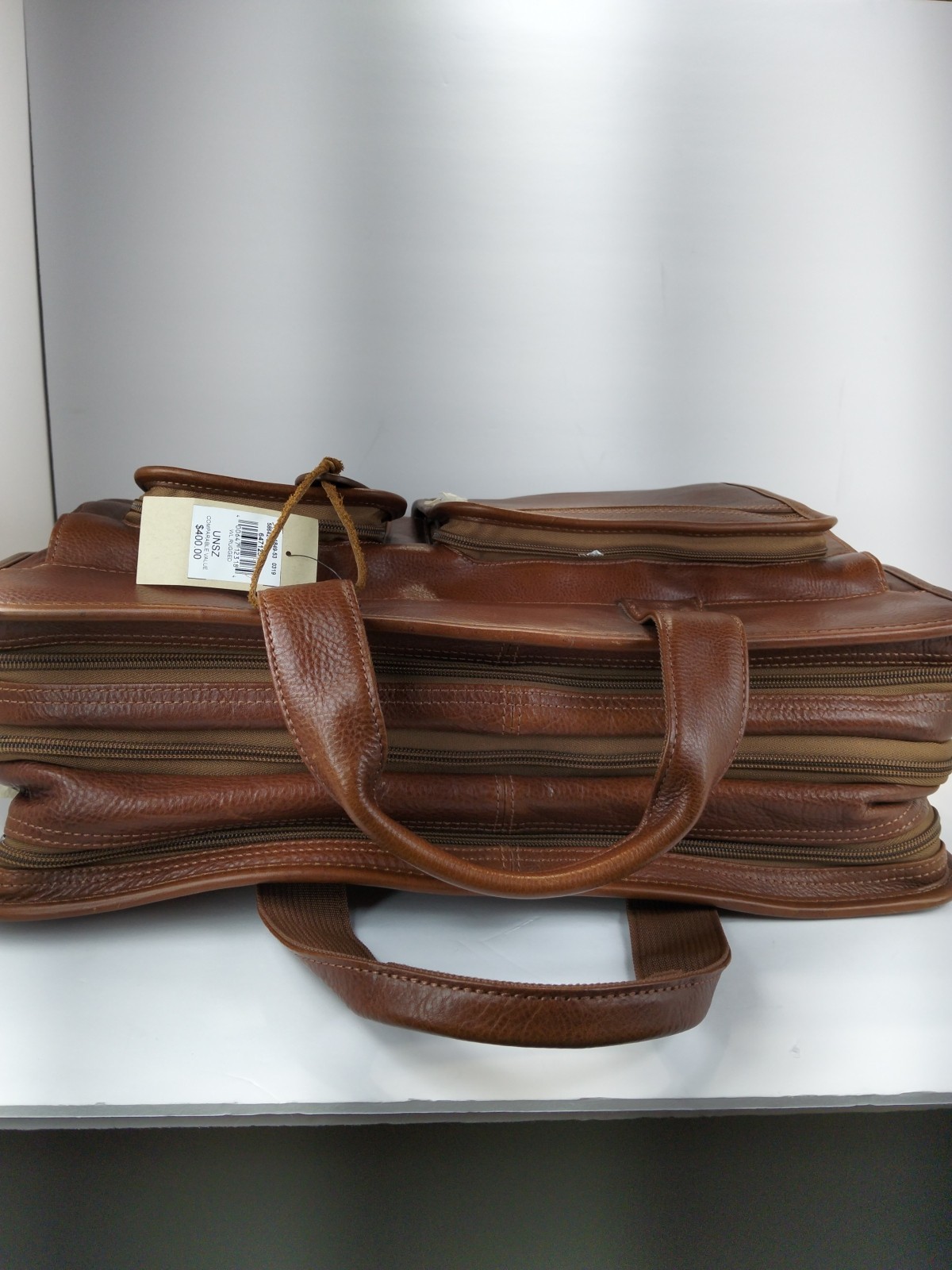 WILSON LEATHER Brown Genuine Leather Briefcase Travel Bag Laptop Expanding VG ❤️