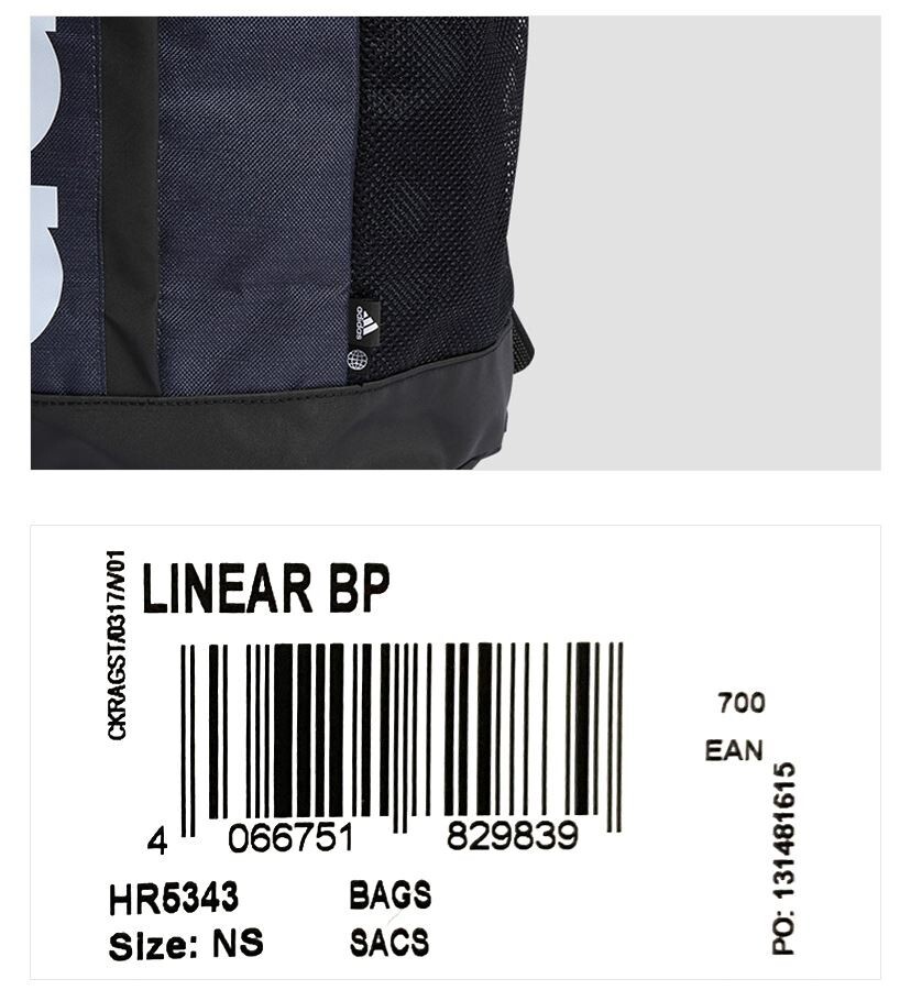Adidas Linear Backpack (5343) School Hiking Sports Casual Travel Gym Book Bag