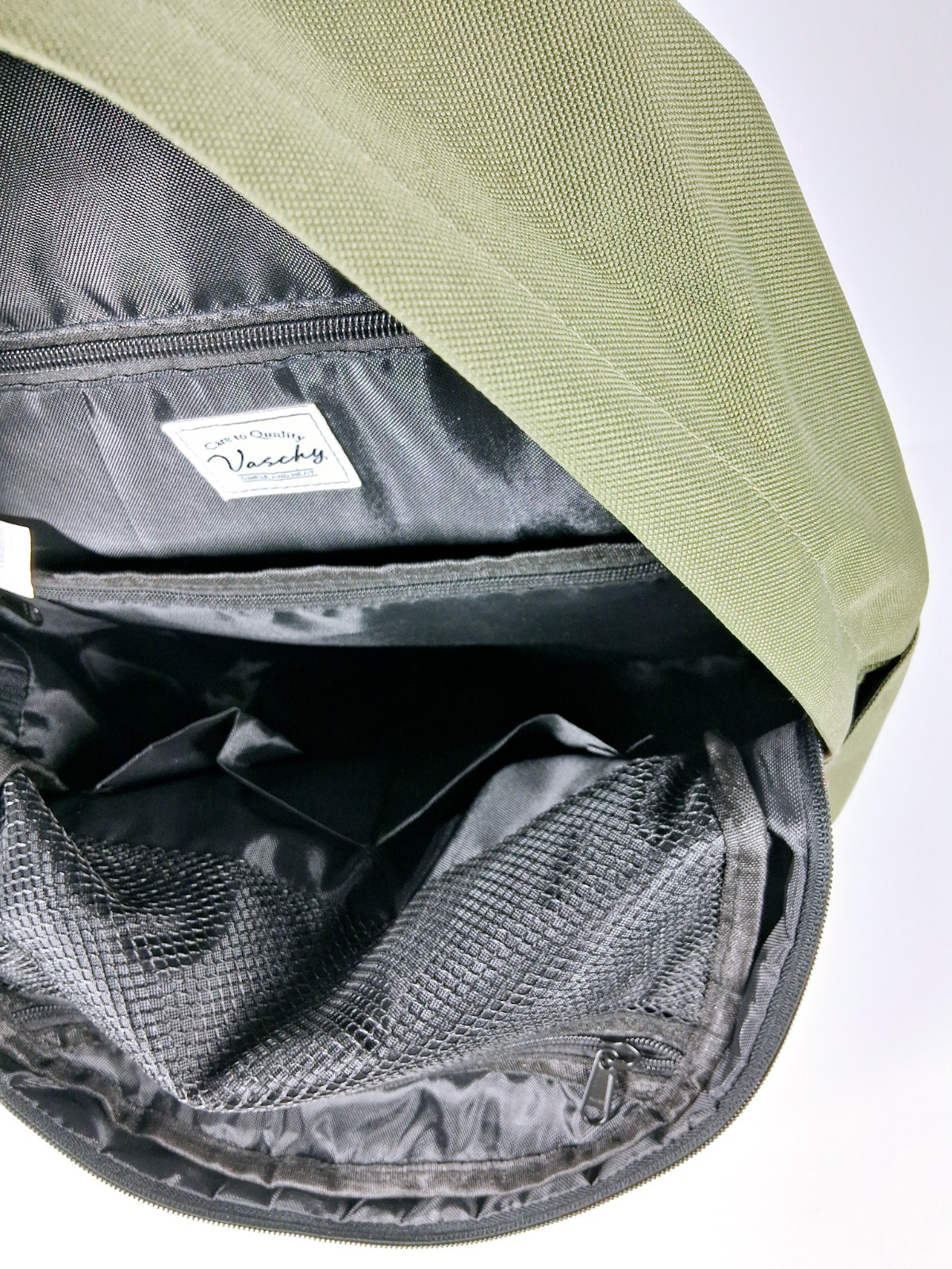Vaschy Green & Brown Backpack Zip Adjustable Strap Pockets Travel Good Pre-owned