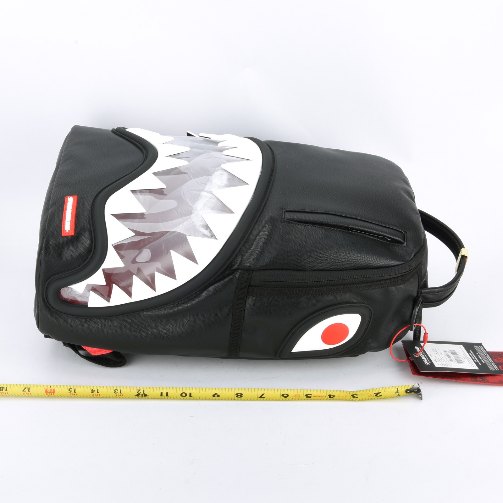 Sprayground Shark Big Bite Lucid Clear Shark Bite Bag zipper Backpack Black