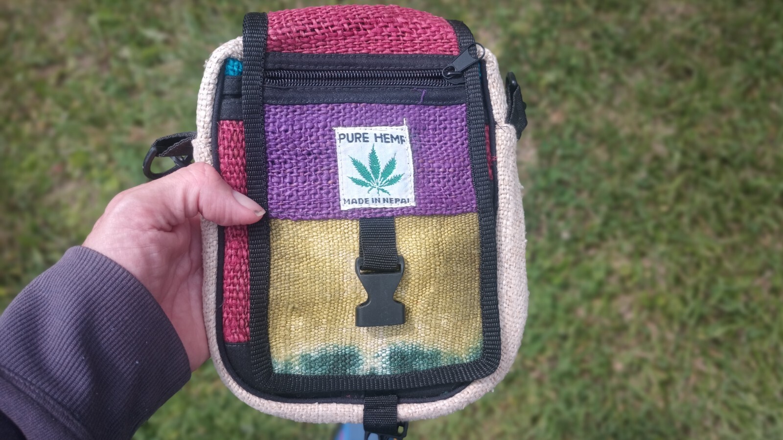 Natural Hemp shoulder strap bag Nepal ch924