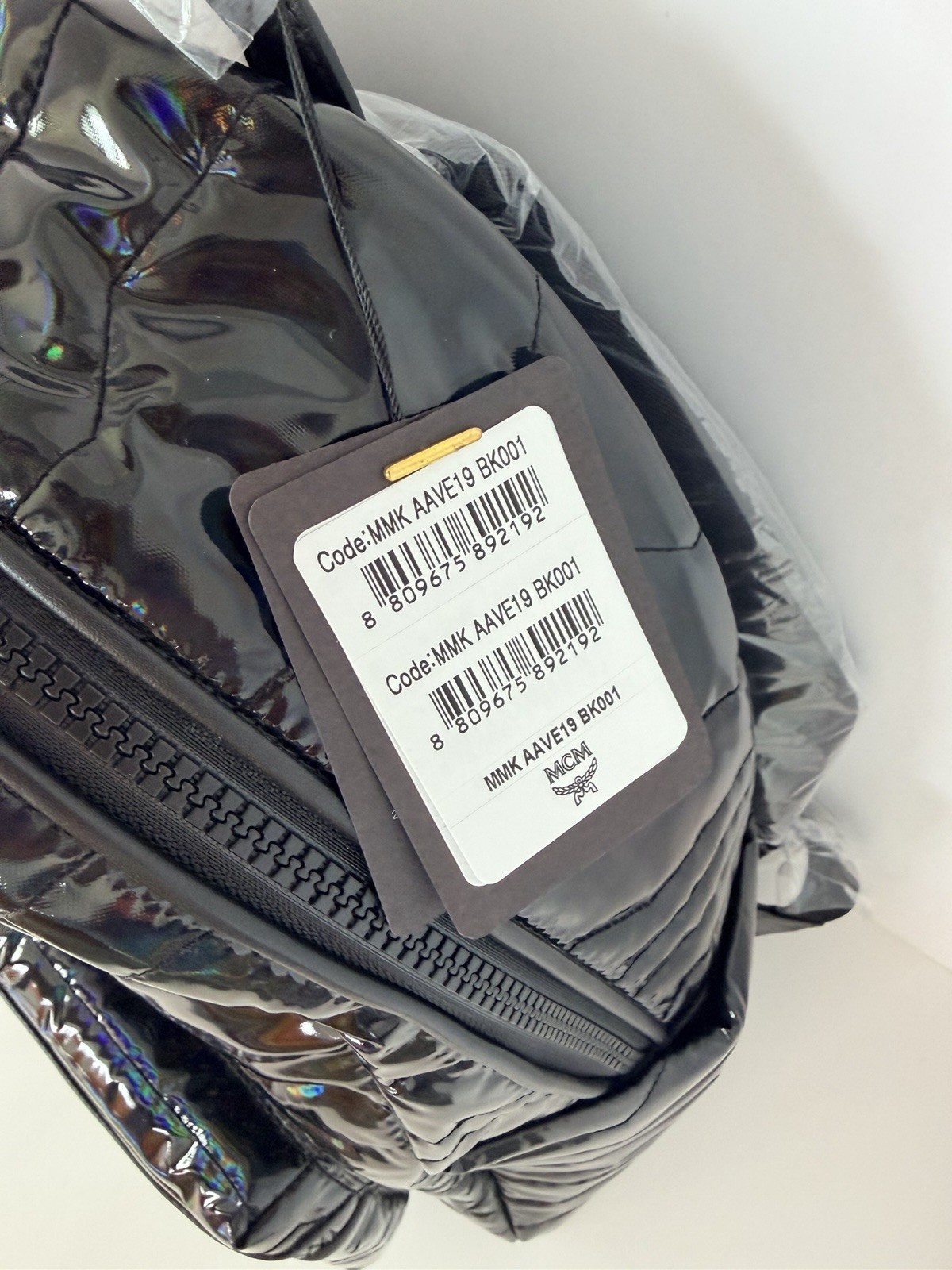 MCM Black Patent Quilted Backpack MMK AAVE19 BK001 NWT Authentic Rare