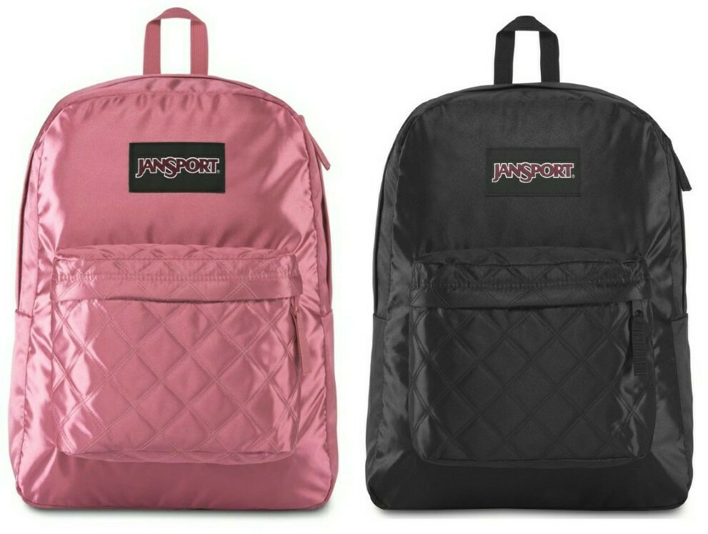 JANSPORT SuperFX 25L Backpack Diamond Quilting BLACK SATIN or SLATE ROSE