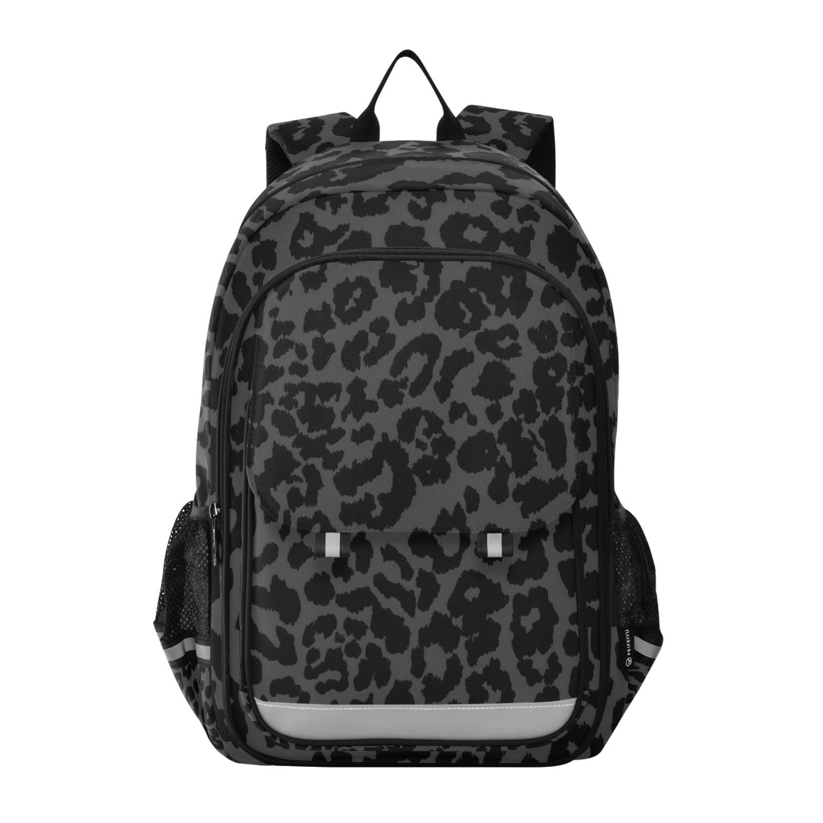 Dark Gray Panther Cheetah Leopard Print Laptop Backpack Purse for Women Men T…