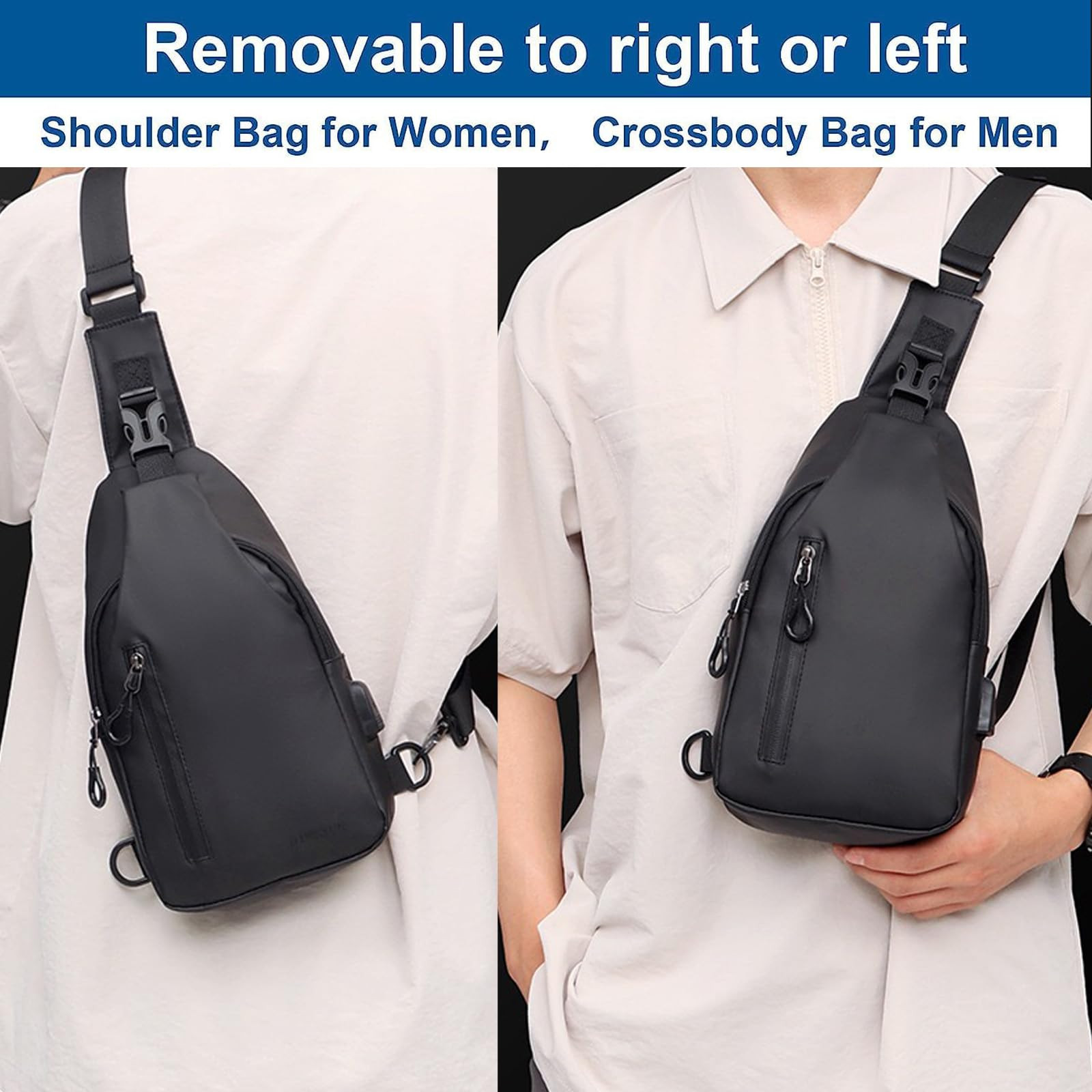Waterproof Sling Bag Crossbody Backpack for Men Women Sling Backpack with USB…