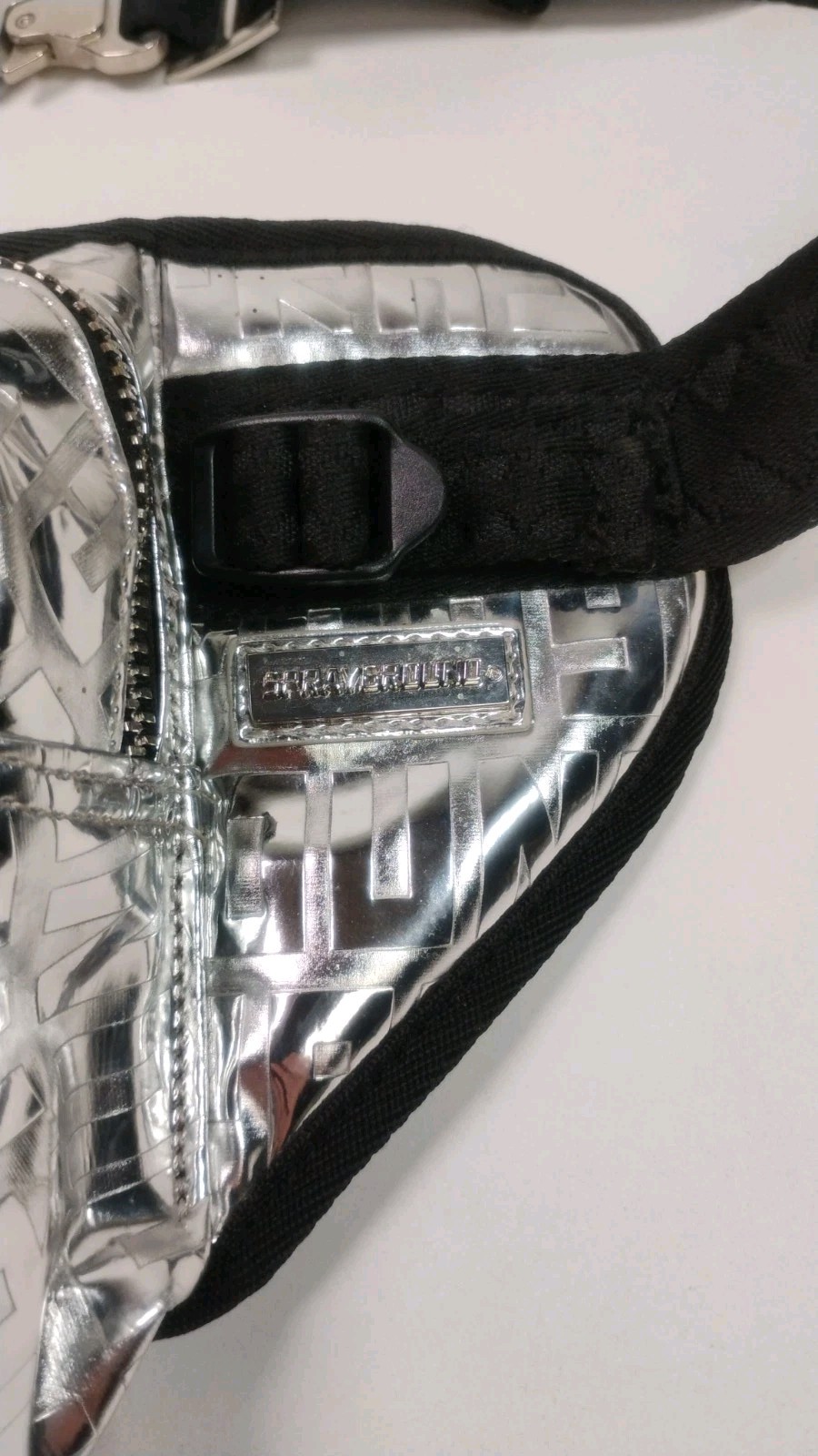 Sprayground Future Titan Metallic Cargo Crossbody Bag Silver Limited Edition
