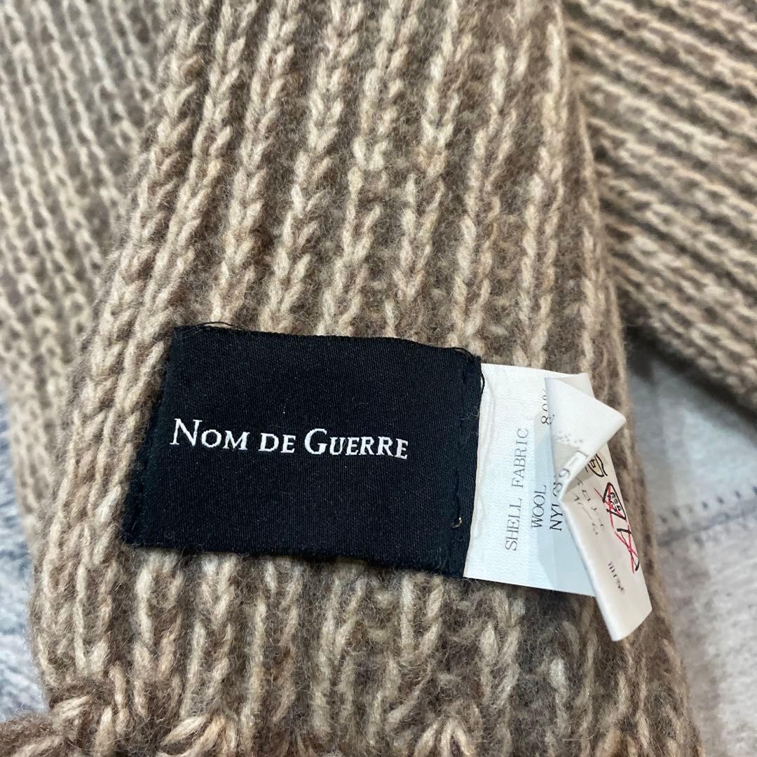 Nom de Guerre Brown Beige Wool Rayon Scarf 180x22cm