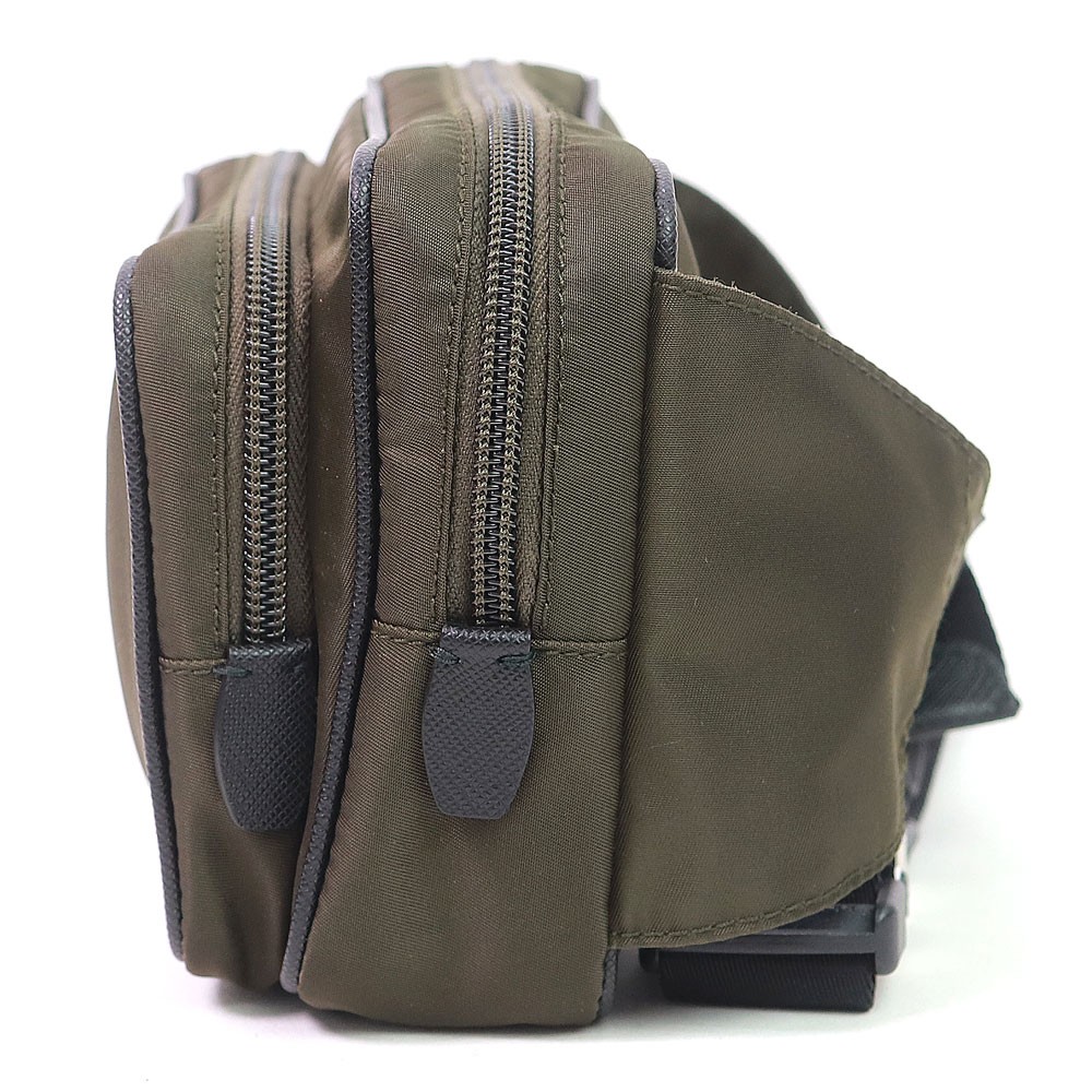 PRADA Tesuto Nylon Belt Bag Triangle Logo Saffiano Leather Mimetico Khaki