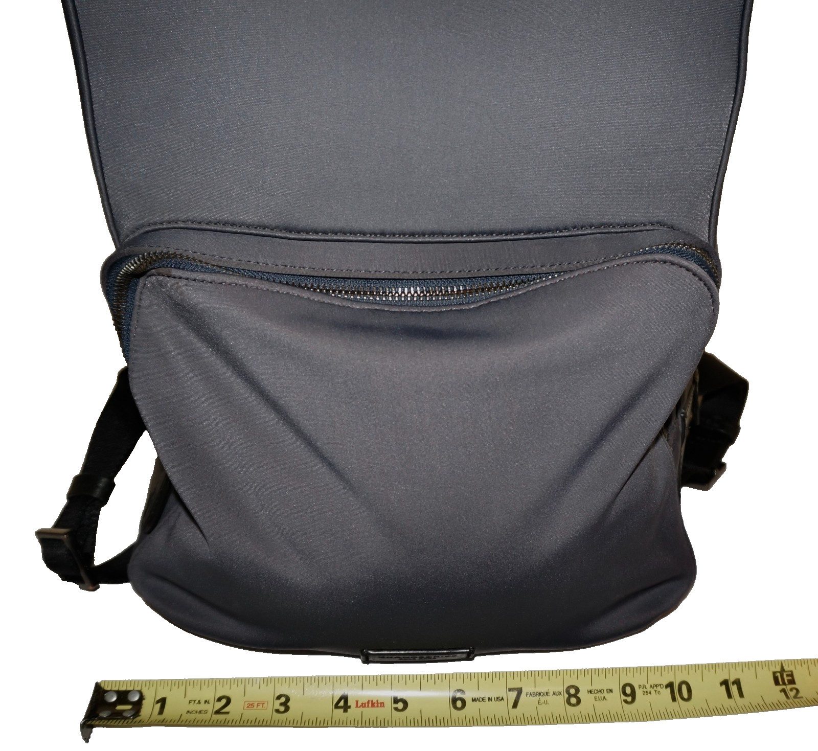 COLE HAAN Slate Blue-Gray Nylon & Black Leather GRAND SERIES Backpack 16×10