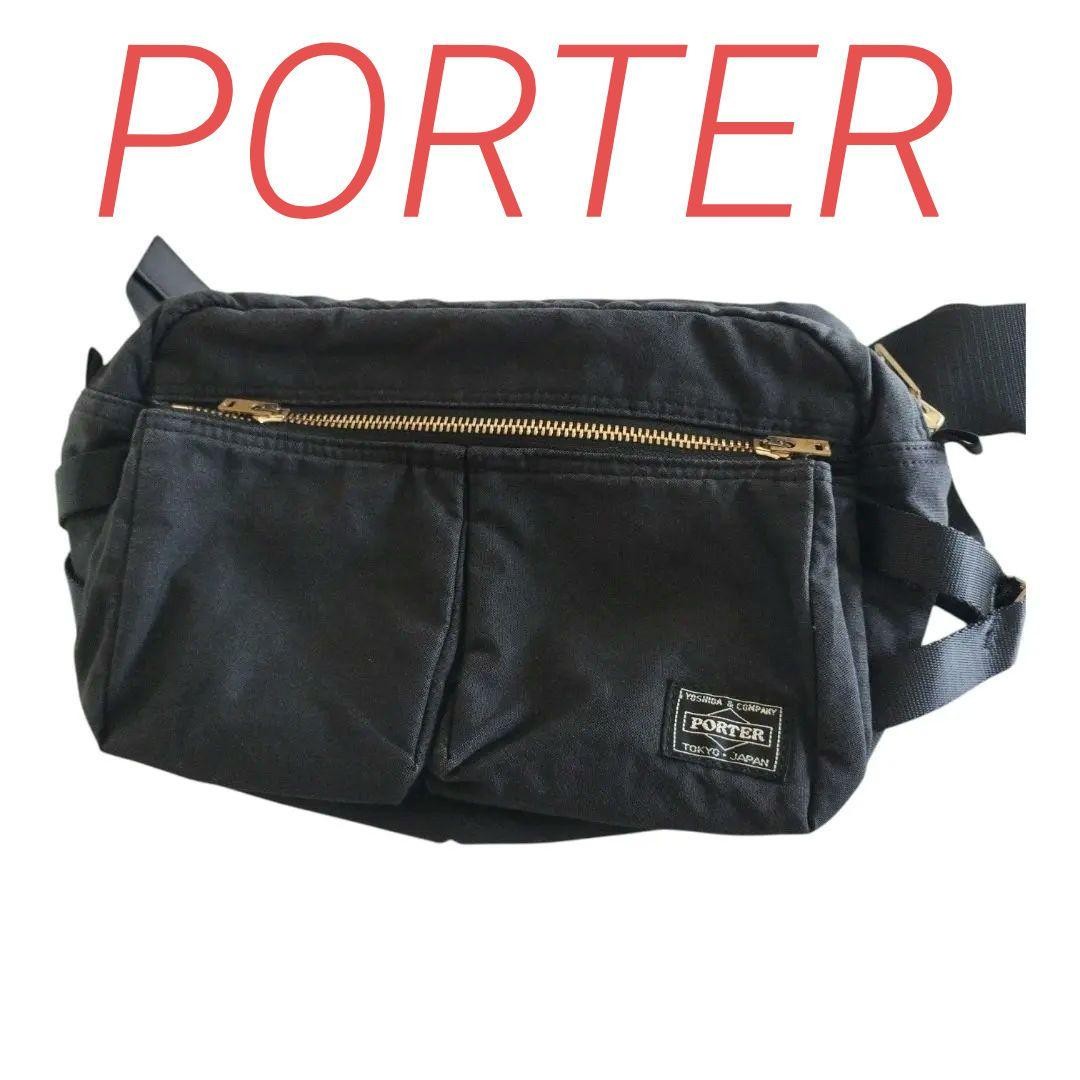 Authentic Porter Yoshida Bag Draft Waist Bag Black 14.5cm x 24.5cm x 6.5cm USED