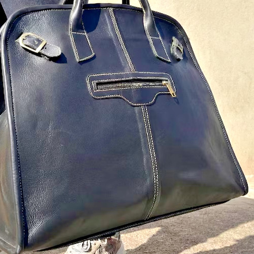 Handmade Genuine Leather Travel Bag Large Overnight Weekender Duffel Black