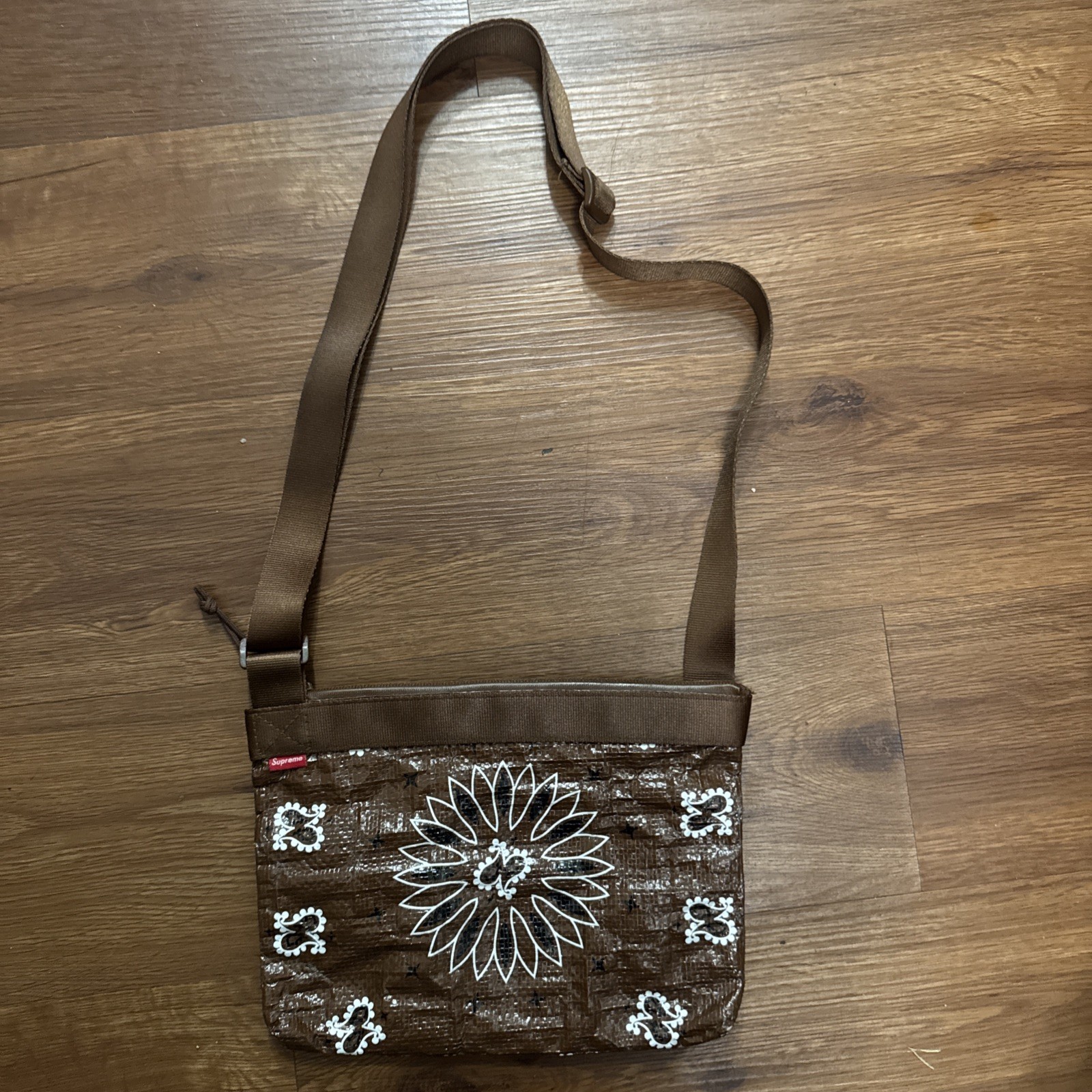 Supreme Bandana Tarp Side Bag Brown