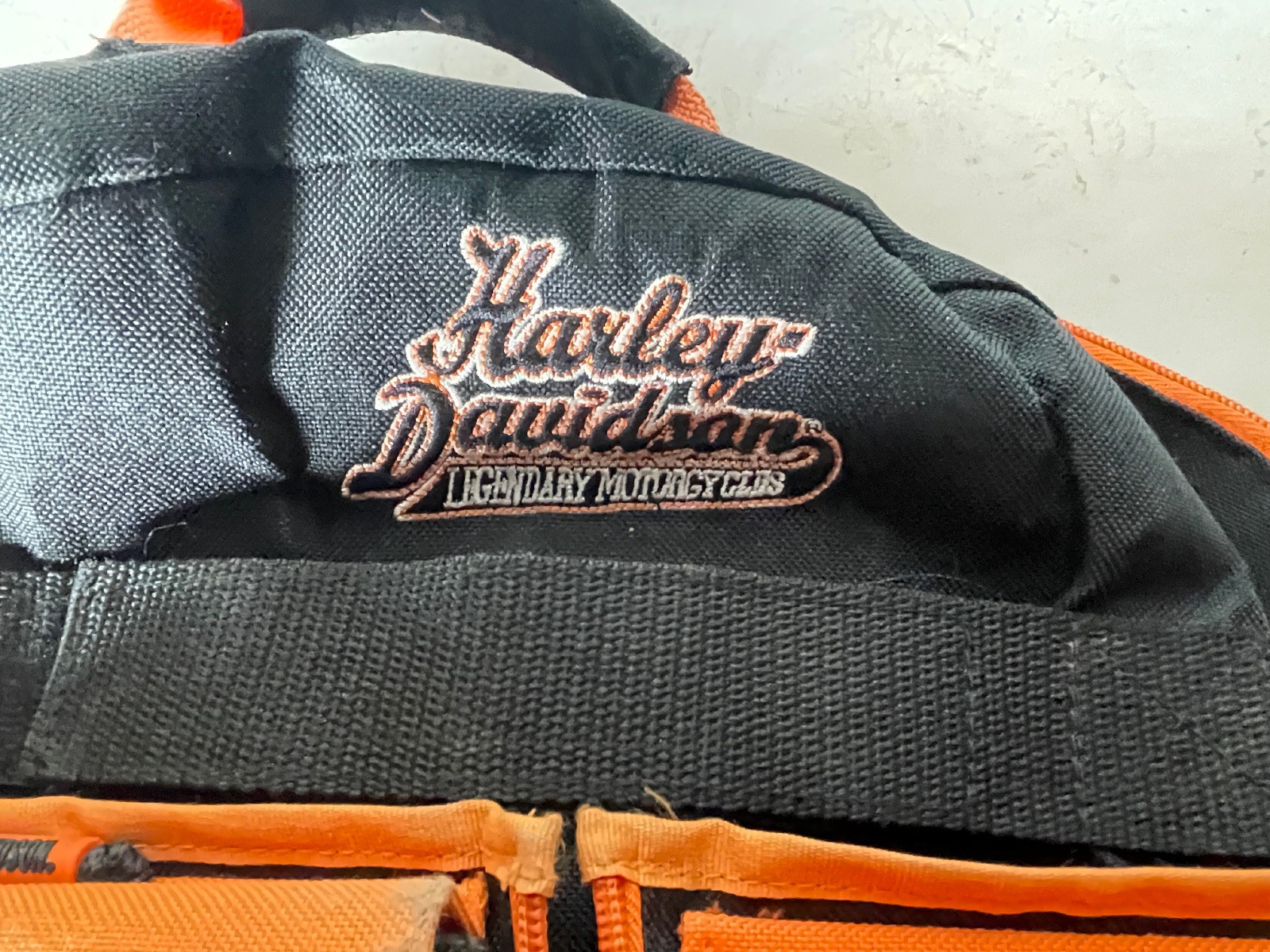Harley Davidson Backpack 19 x 15 in Black Orange Zip Pockets Embroidered