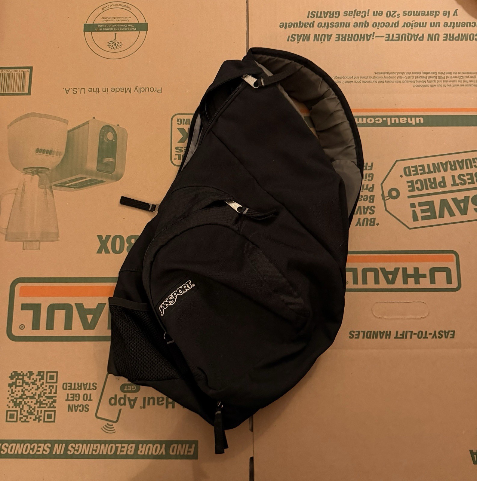 Jansport Airlift 1.1 Black Sling Crossbody Backpack Bag One Strap Vintage Y2K