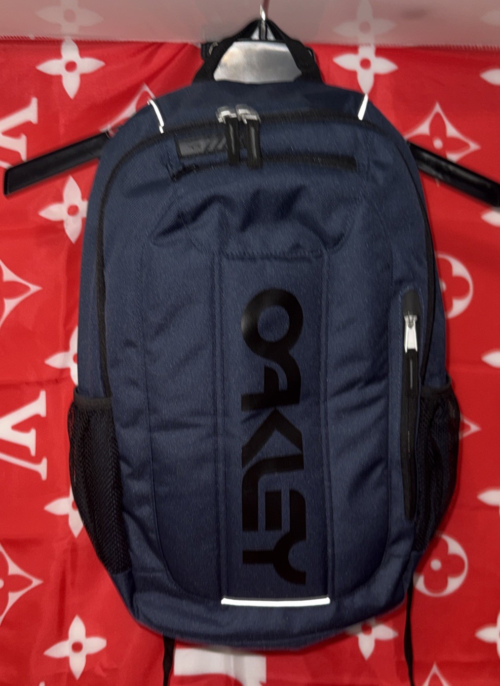 Oakley Backpack Navy Blue And Black Spell Out In Excellent Condition