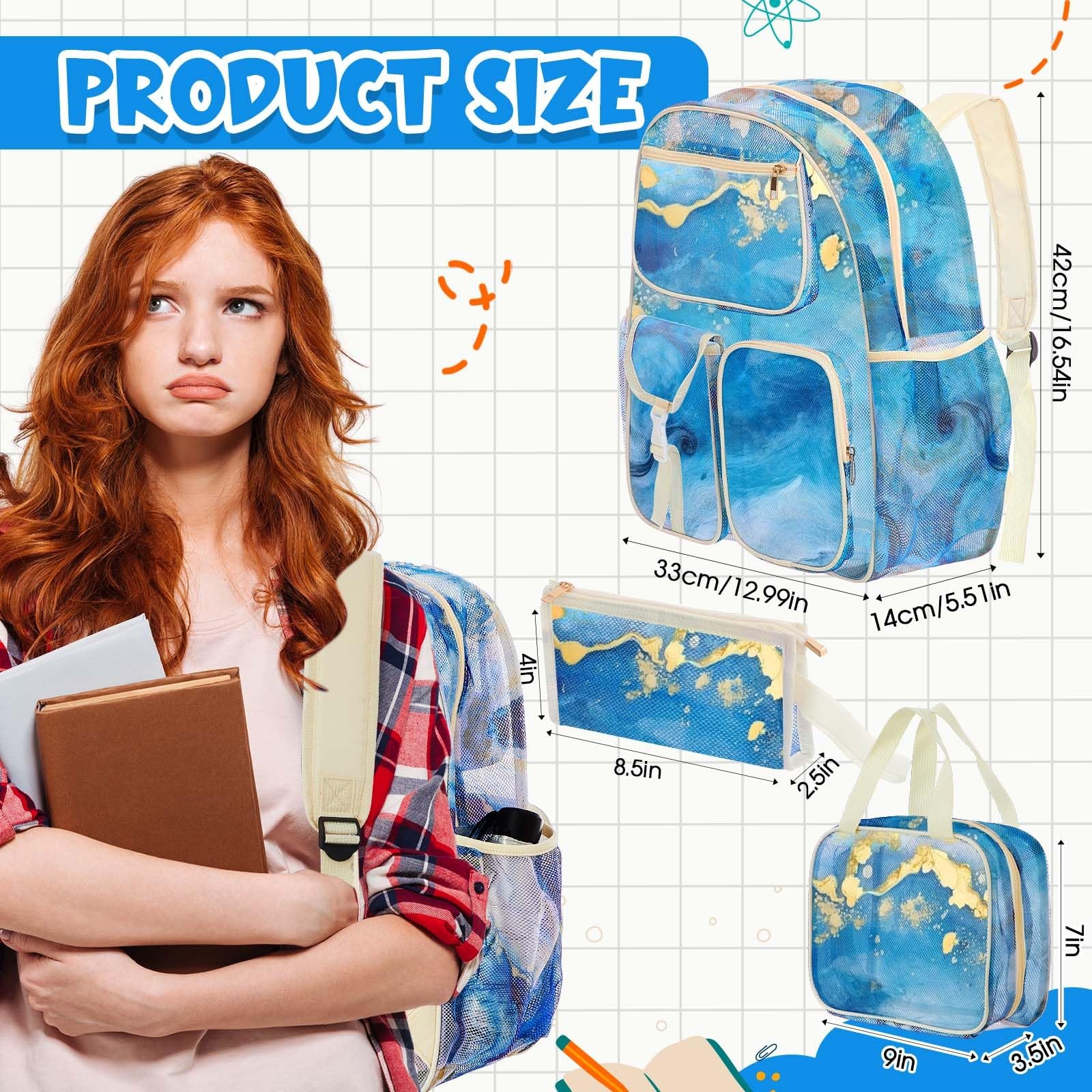 3 Piece Backpack Set with Pockets, Durable Backpack, Lunch Bag, Organizer