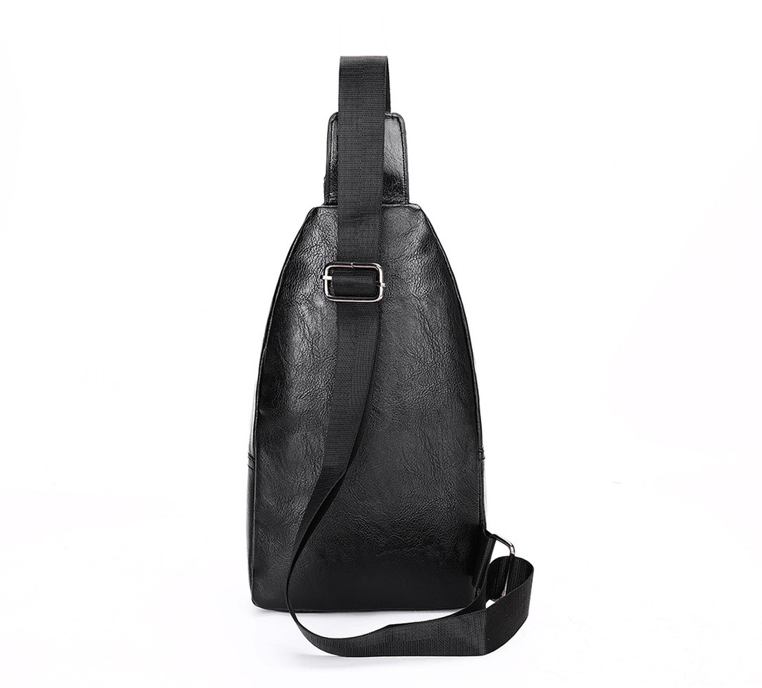 Men Crossbody Bag PU Leather Chest Bag Travel Leisure Bag Mobile Phone Bag Gift