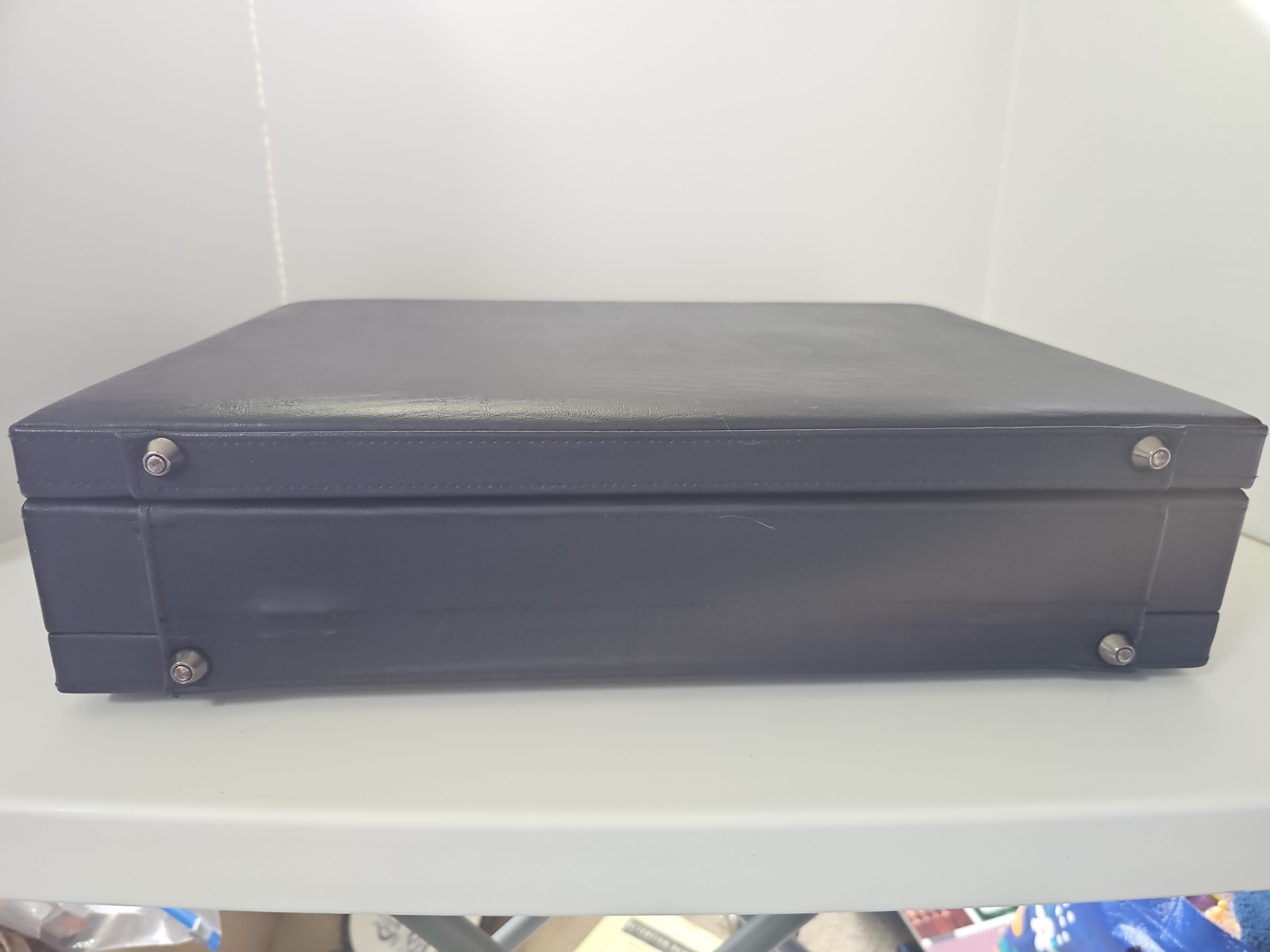 Business Class Black Hard Side Briefcase 17″×12″×4″ Faux Leather Work, Play Prop