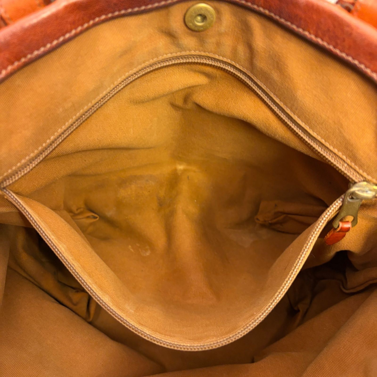 IL BISONTE Leather Tote Bag Brown Genuine Leather Shoulder Bag 26×28cm