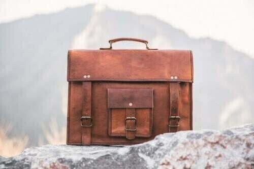 Leather Messenger Men’s Shoulder Laptop Push Lock Satchel Briefcase Bag