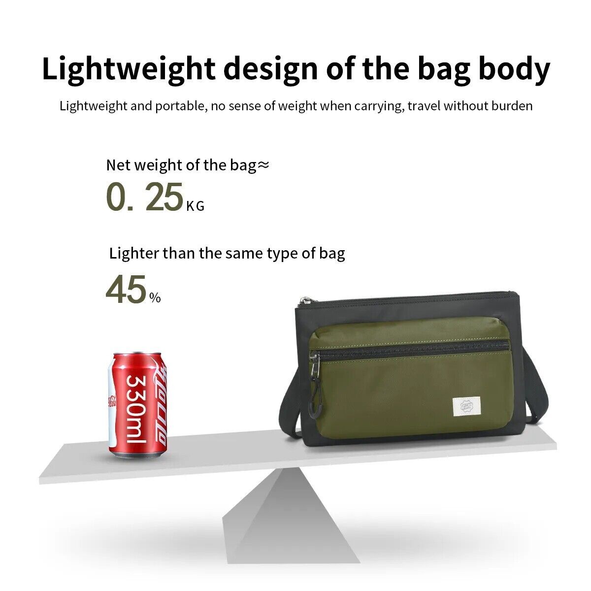 Men Shoulder 7.9inch Lightweight Crossbody Casual Sling Bag Waterproof Handbag