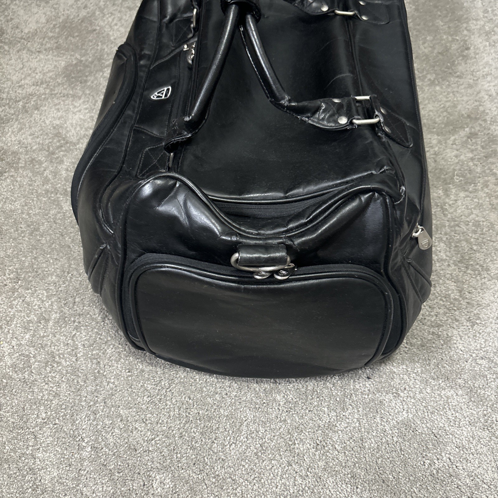 VTG Leather Nike Golf Weekender Duffel Bag Black Large