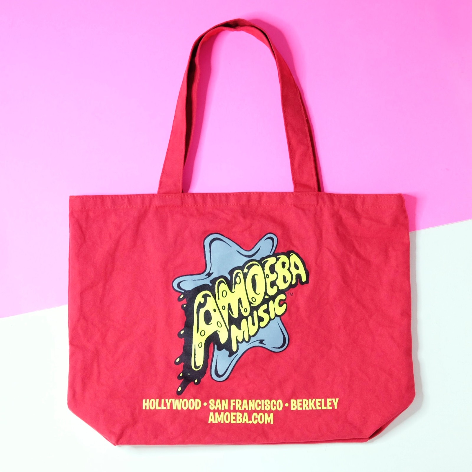 Amoeba Music Record Store Tote Bag Graphic Logo Red Cotton Canvas Made in USA