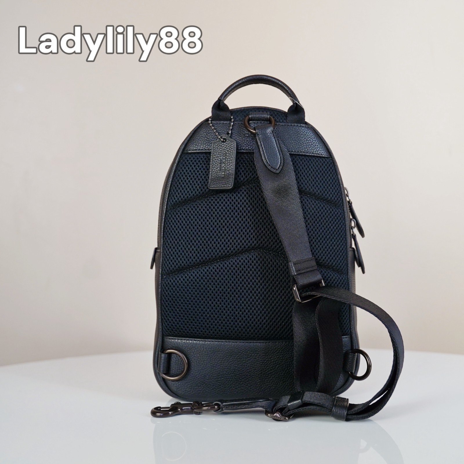 NWT Coach CP162 Charter Pack Soft Polished Pebble Leather Black