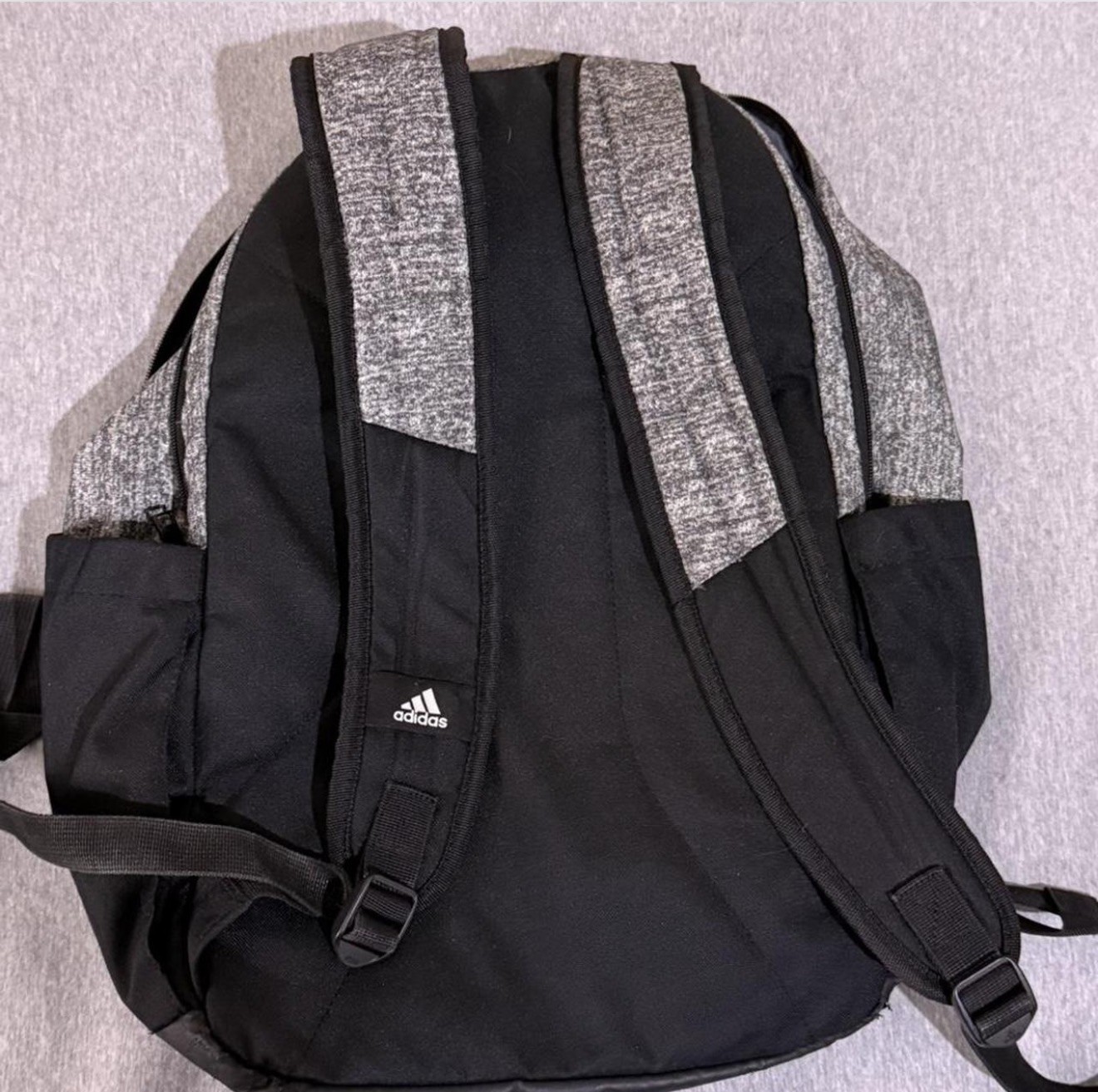 Adidas Defender Backpack, Gray with Black Zipper