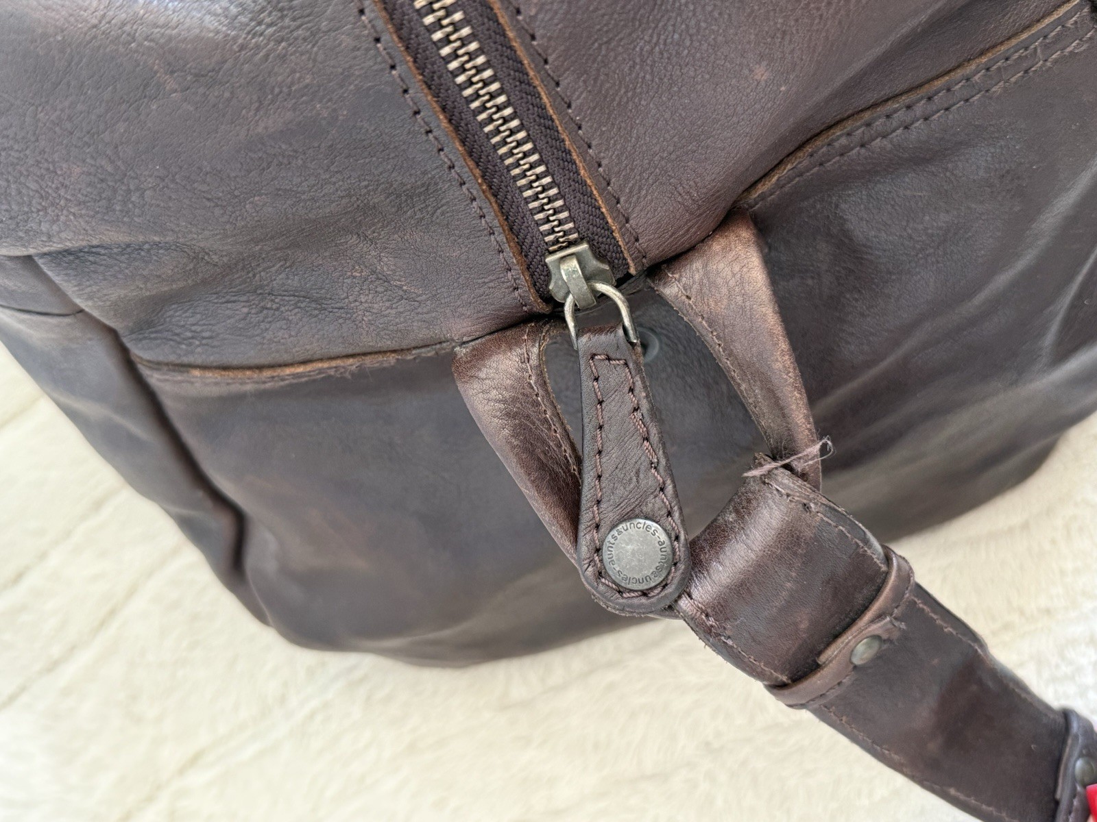 Aunts & Uncles Barber Men’s Leather Travel Weekend Brown Bag Retro Style