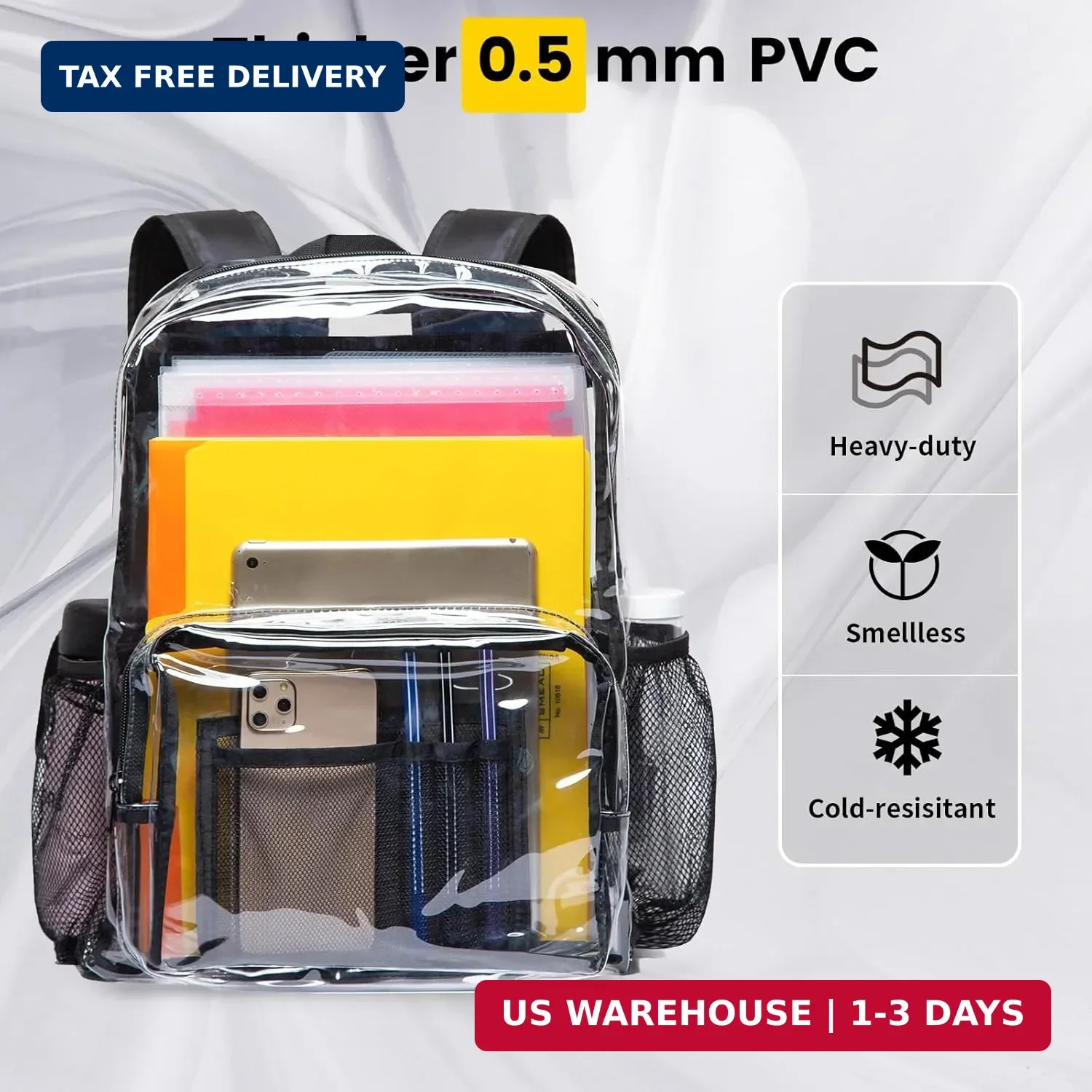 Vorspack Clear Backpack – Heavy Duty PVC Transparent See Through Backpack for Co