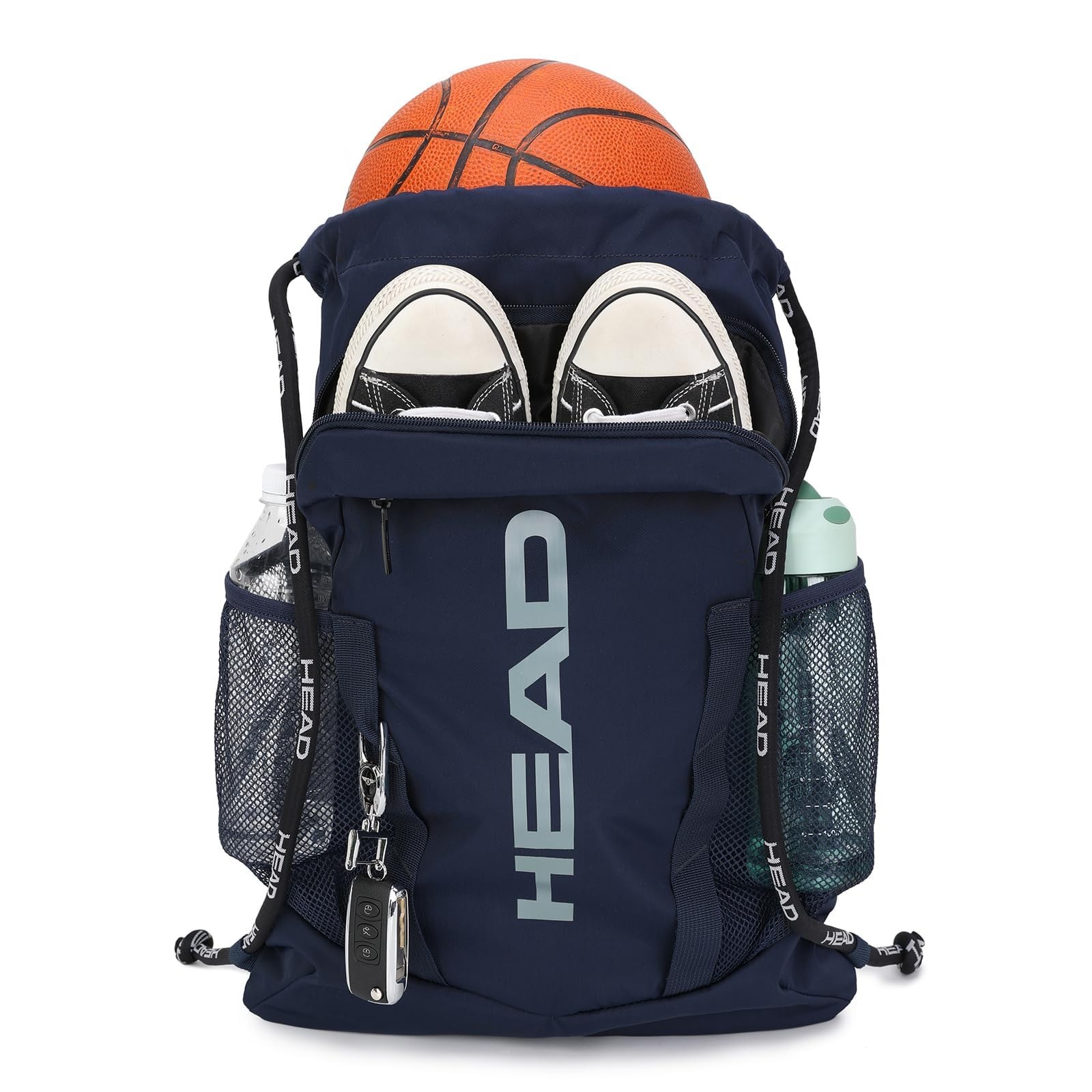Waterproof Gym Sackpack for Sport with 2 Zipper Pockets Large Drawstring Back…