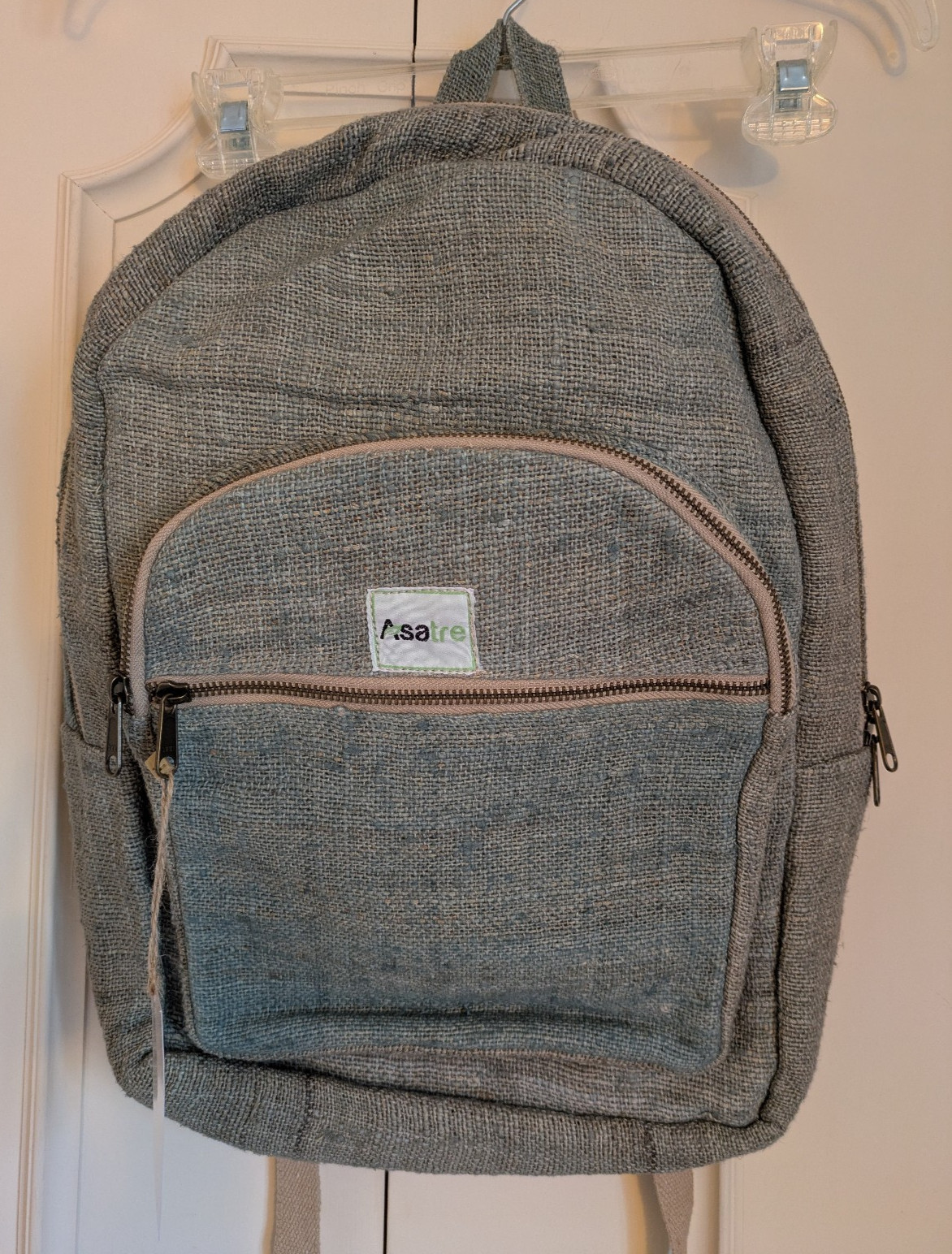 Asatre Hemp Backpack NWT Laptop/Tablet Pocket Bag Light Blue Cotton