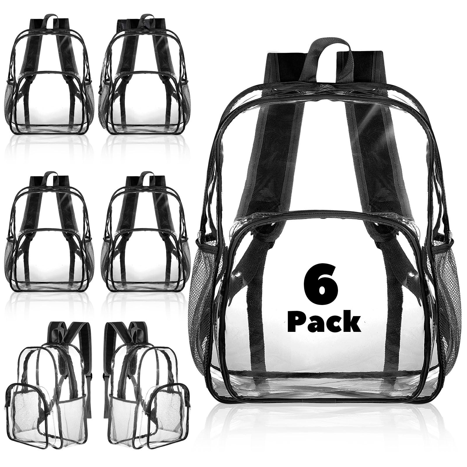Clear Backpack 15x11x5 Inches 6 Pcs Heavy Duty PVC for Stadium Events