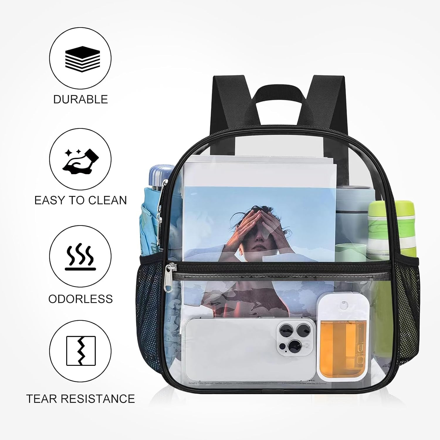 Clear Backpack Stadium Approved 12X11X6, Waterproof Clear Bag Stadium Backpack f