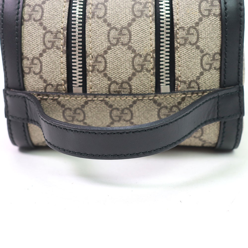 Gucci GG Supreme Canvas Clutch Bag Double Zip Beige Black Pochette