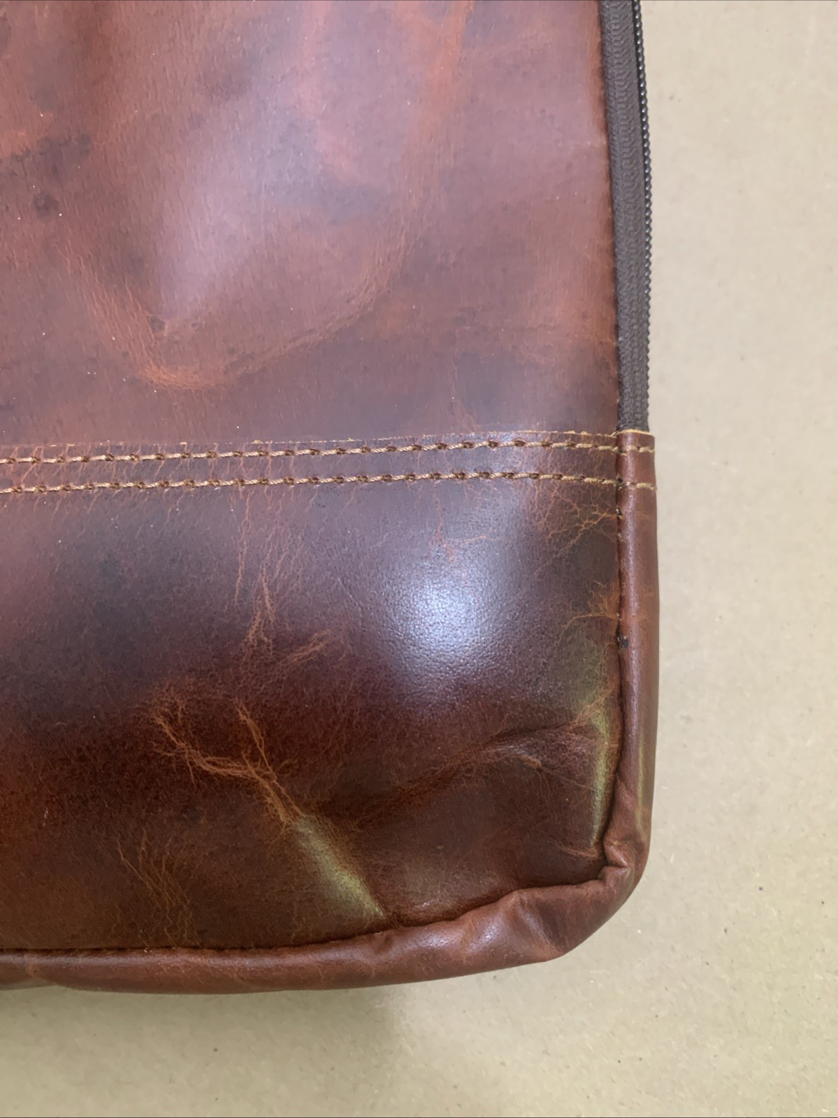 Mahetri Tan/Dark Brown Buffalo Leather 16″ Laptop/Messenger Briefcase NEW READ