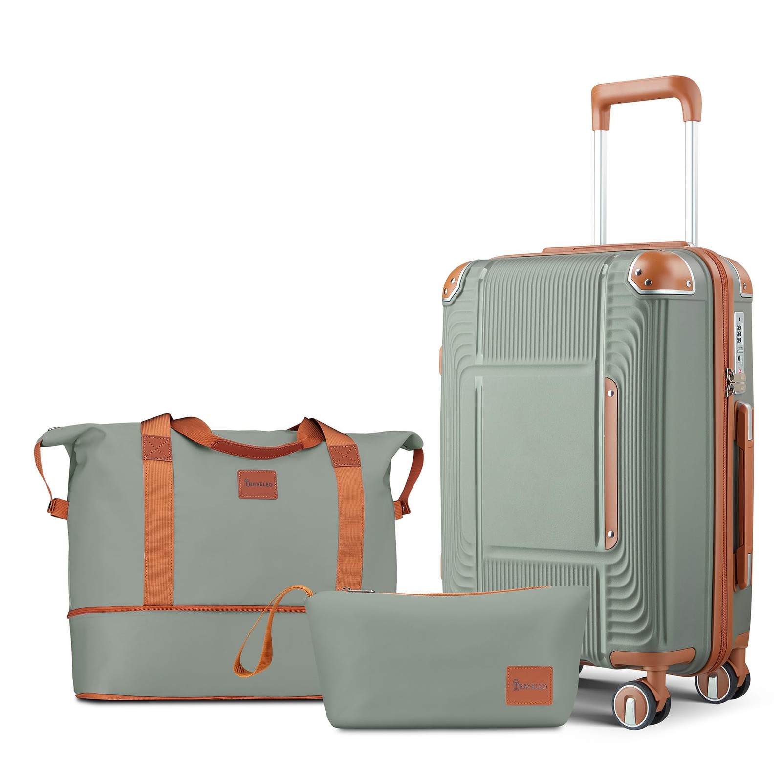 3 Piece Carry On Luggage Set with Expandable Duffel, Toiletry Bag, 20″ Suitcase