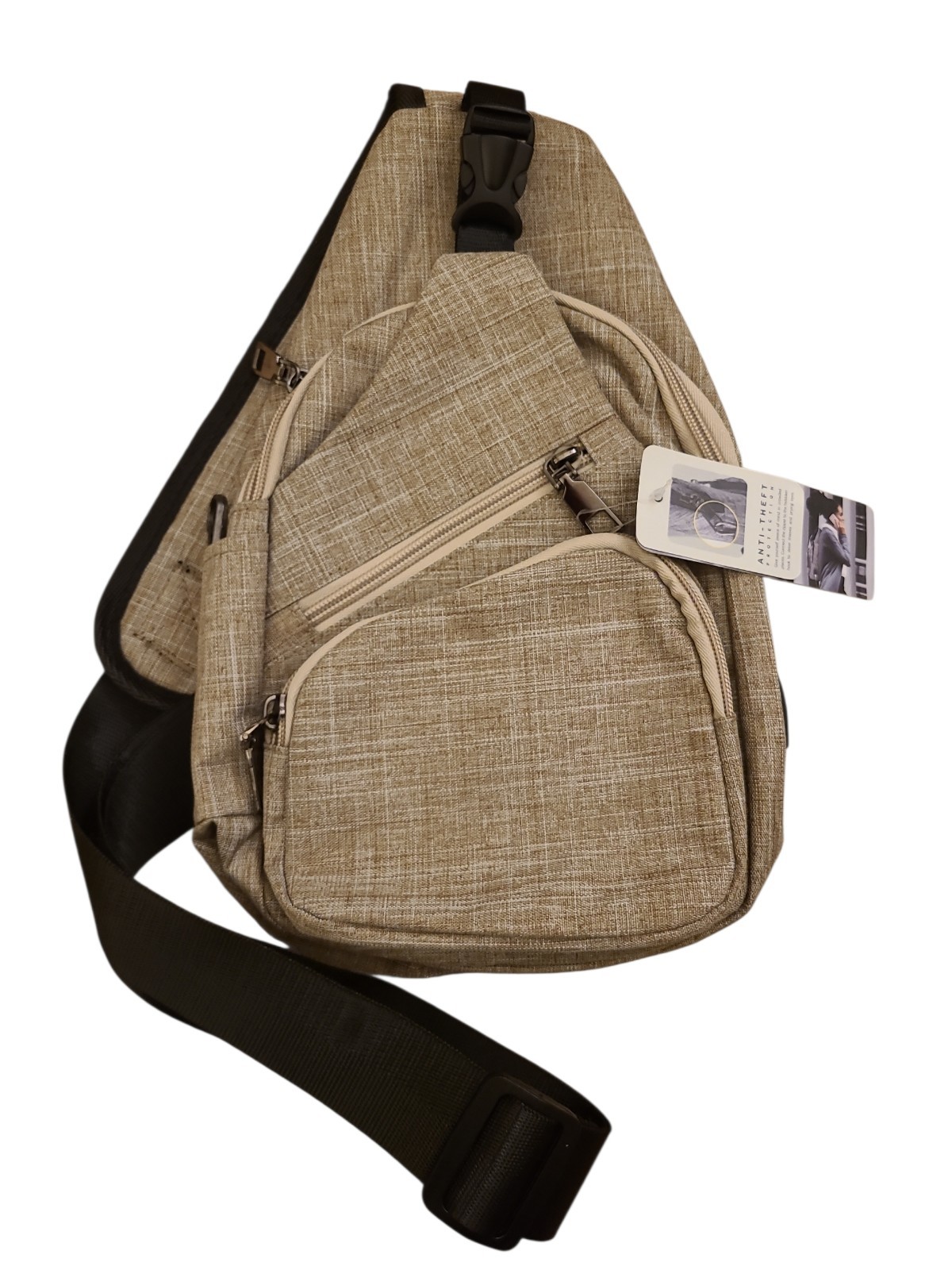 Nupouch Anti-Theft Day Pack Crossbody Sling Backpack USB Charging Port Tan NWT