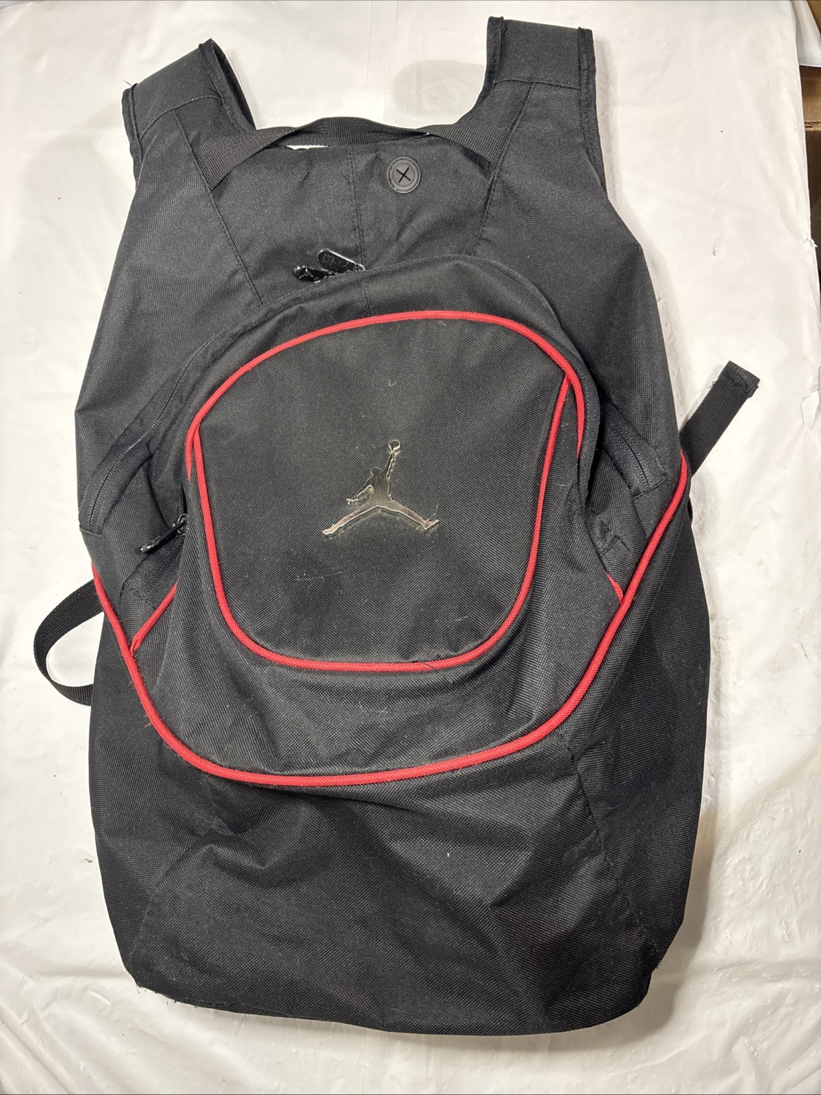 Nike Jumpman Jordan Laptop Backpack Navy Black Red. Metal Logo Emblem. Full Size