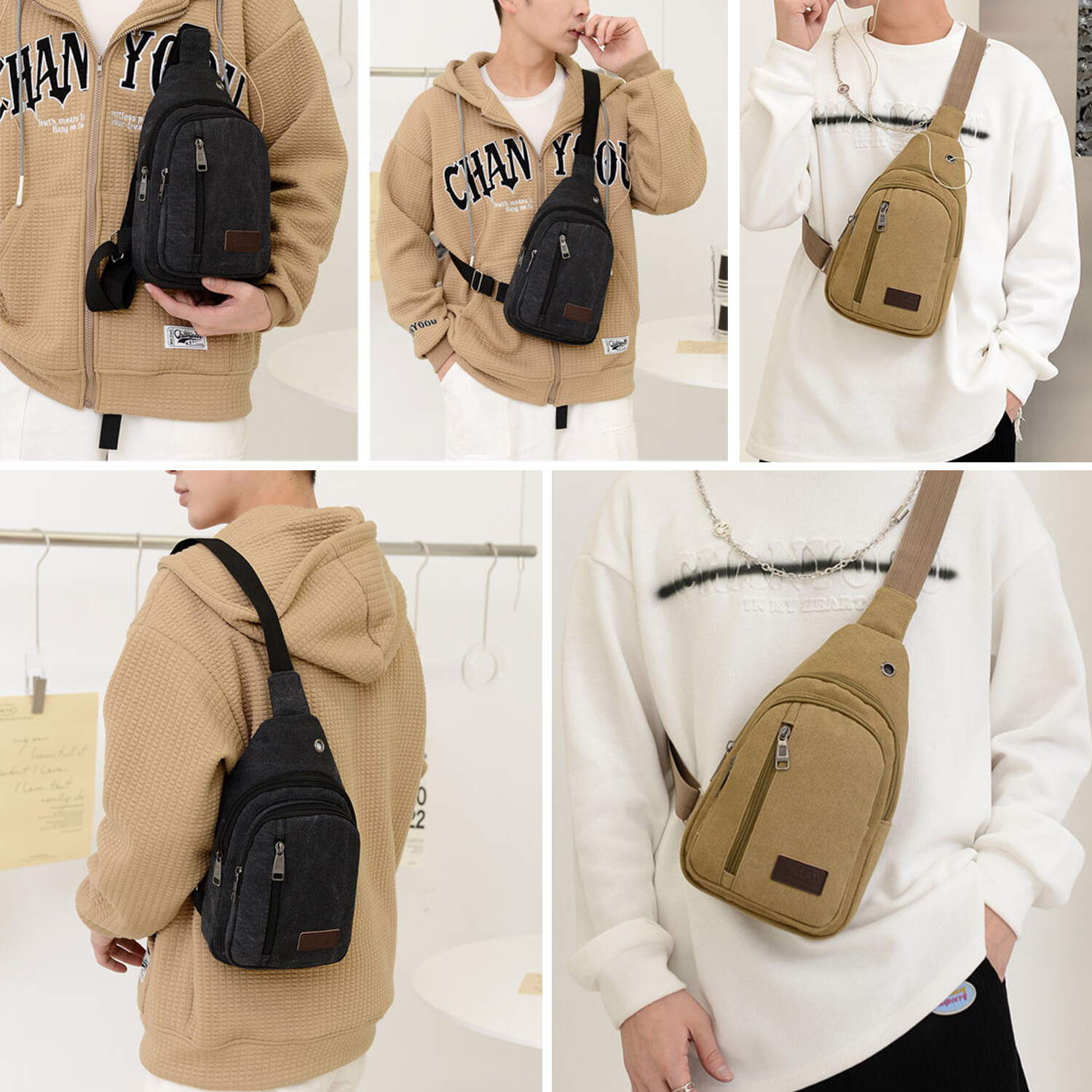 Men’s Sling Backpack Anti-theft Shoulder Crossbody Chest Bag Fanny Pack USB Port