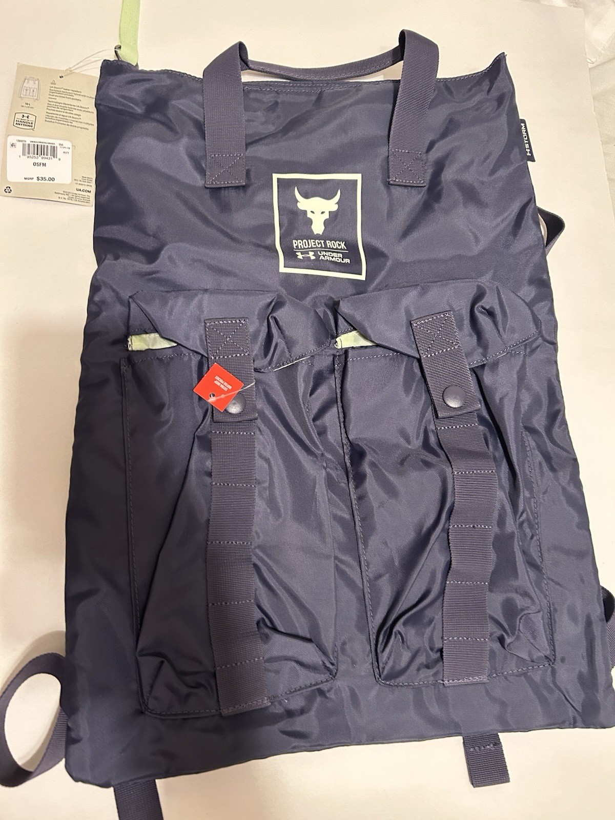 Under Armour Project Rock Backpack One Size Pockets Adjustable Straps Zip