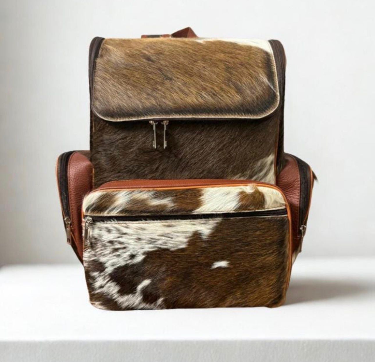 Real Cowhide Diaper Backpack Bag, Cowhide Hair on Backpack, Western Backpack Bag