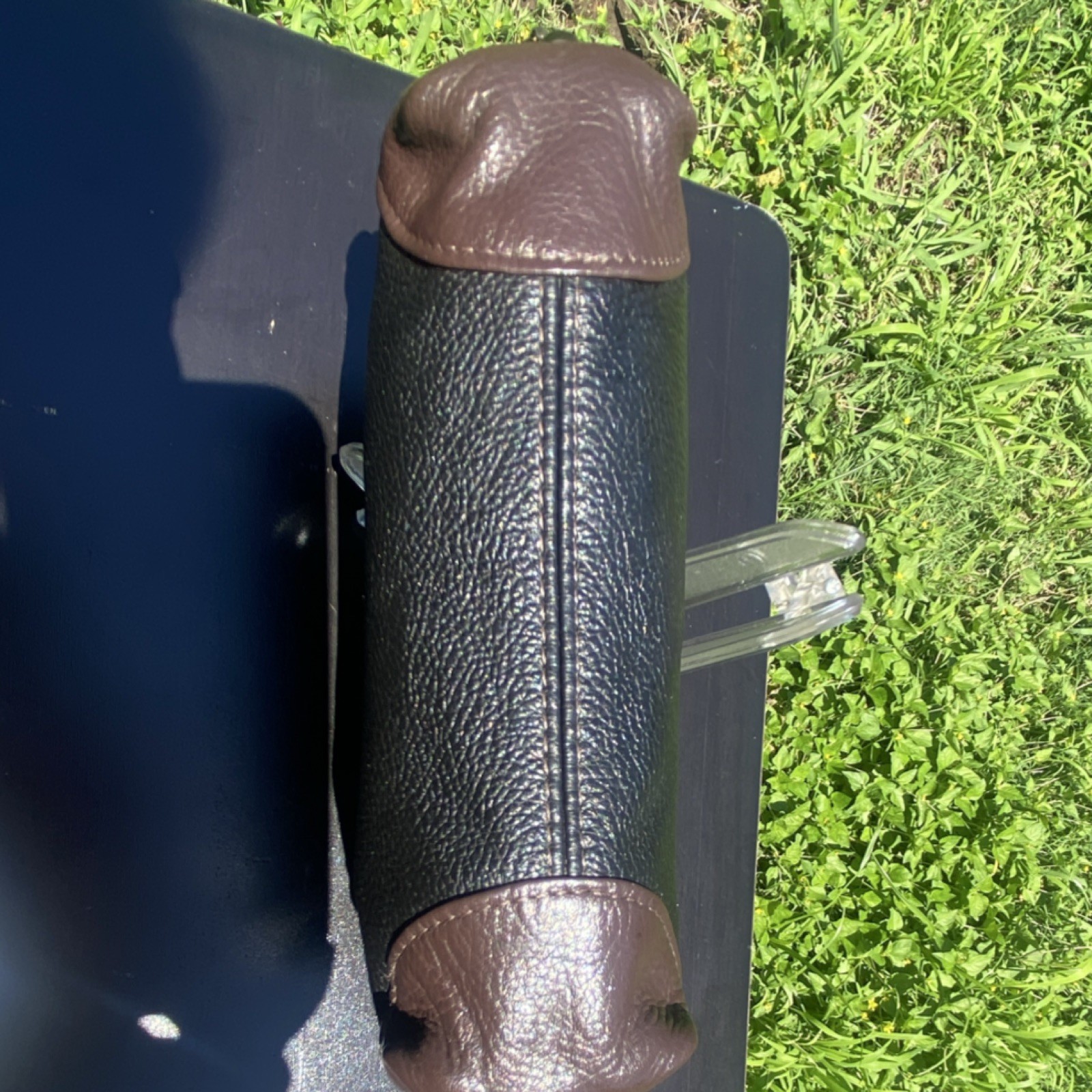 Black Brown Men’s Pouch Zip Closure Solid Casual Inner Pockets Brass Hardware
